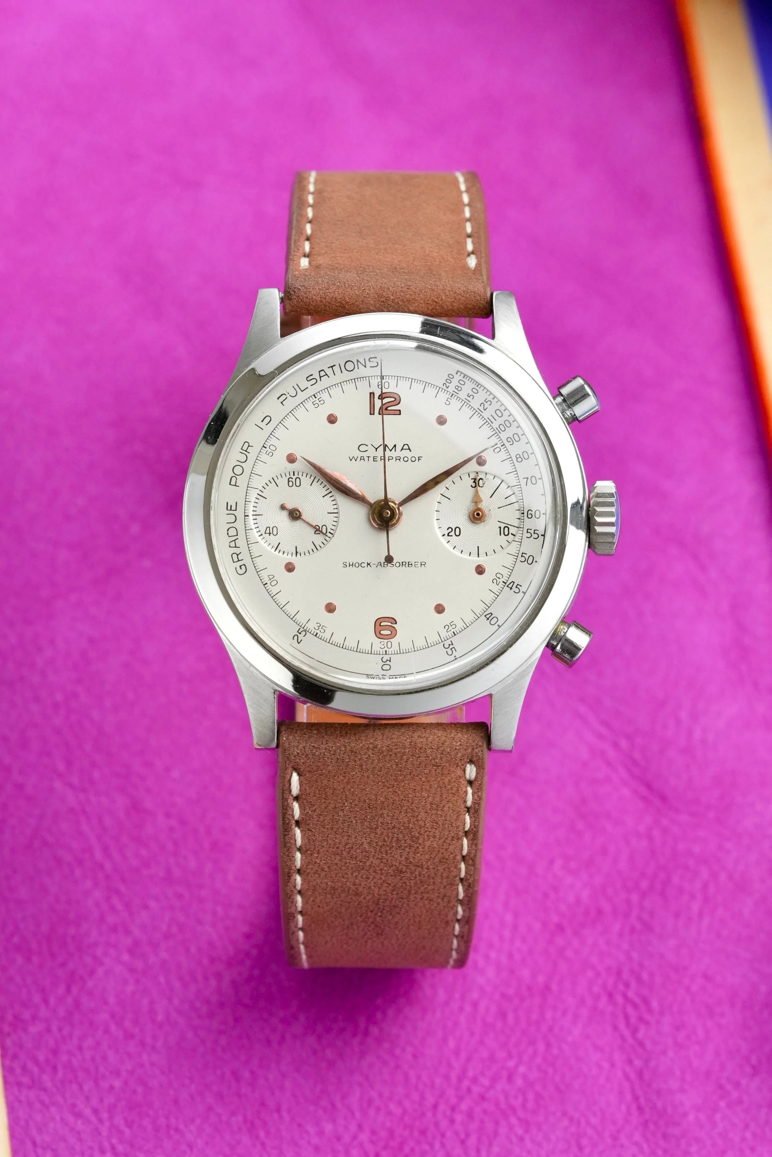 1950's Cyma Clamshell Chronograph "Pulsations" ref. 9803