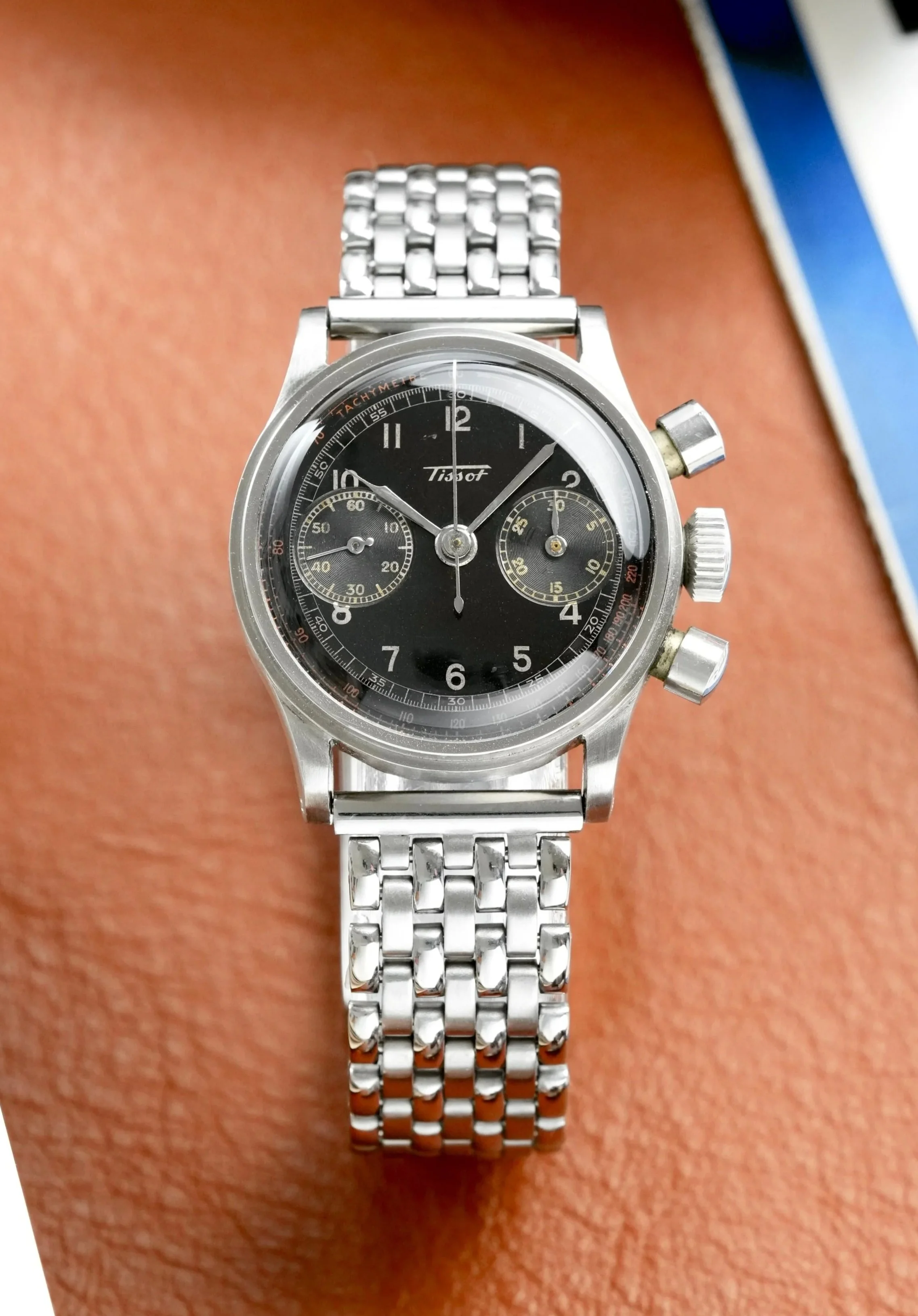 1940's Tissot 13CH "Baby" Chronograph Black Galvanic Dial