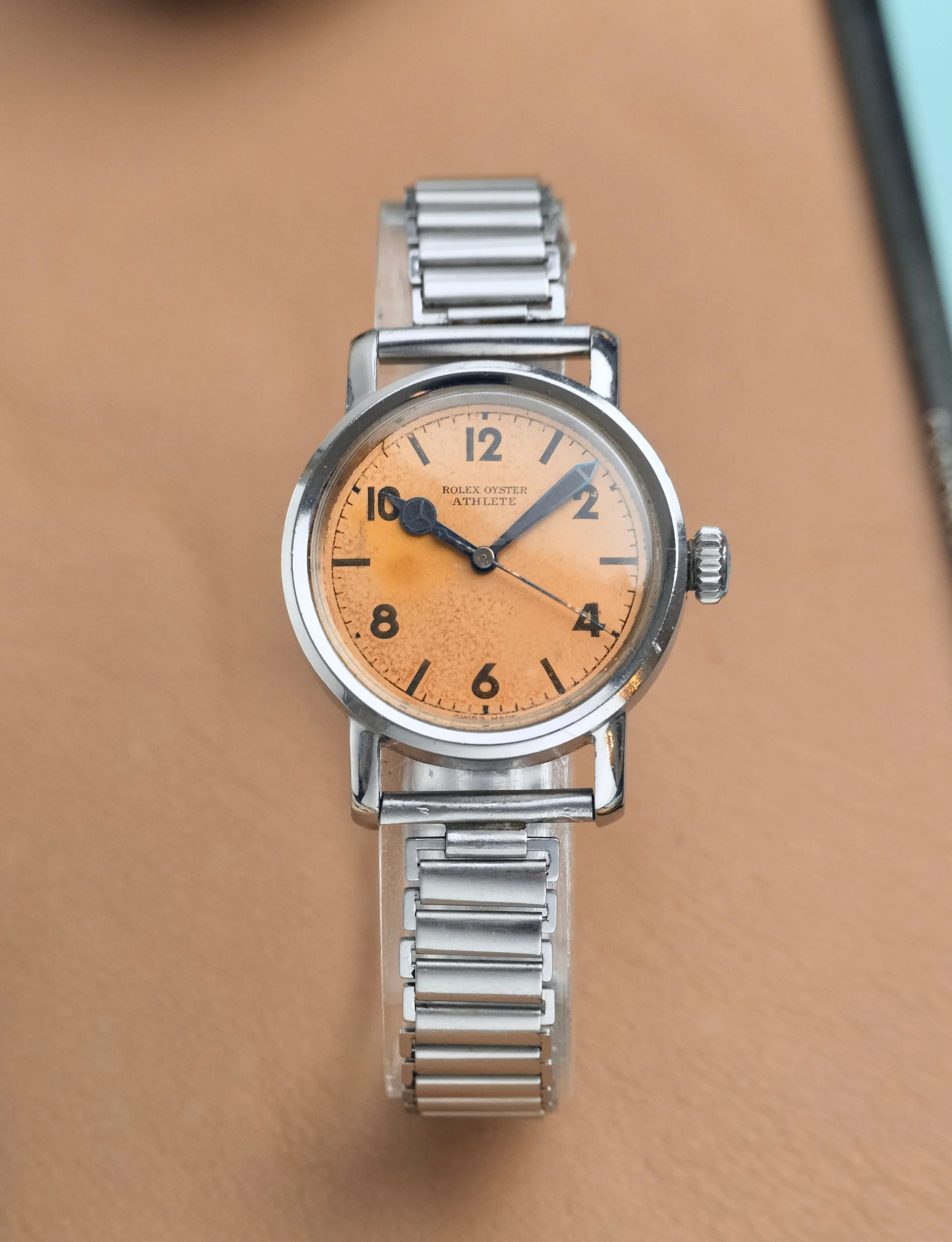 1940's Rolex Oyster Athlete ref. 4127 w/ Salmon Dial & Gay Freres Bracelet