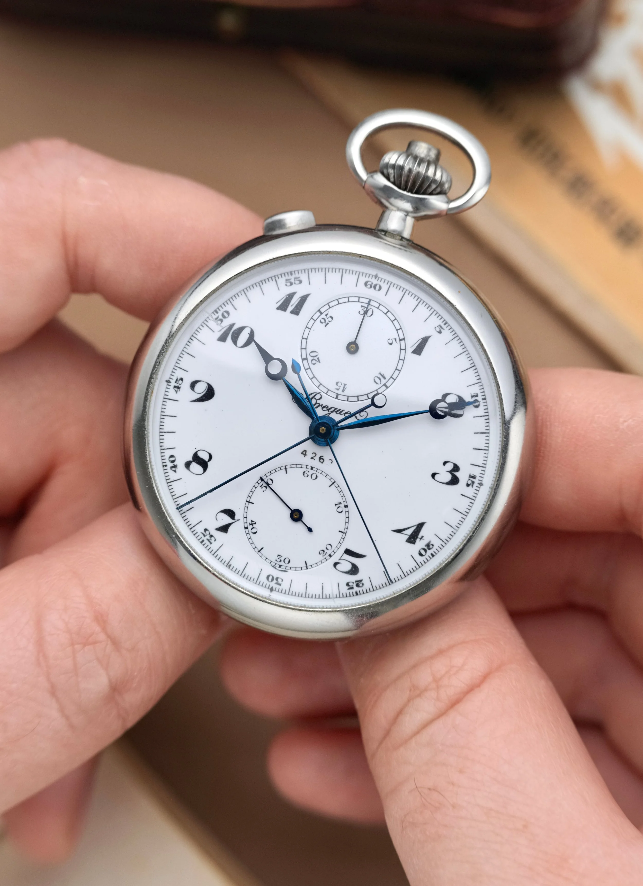 1940's Breguet Rattrapante Split-Seconds Chronograph Pocket Watch in Steel