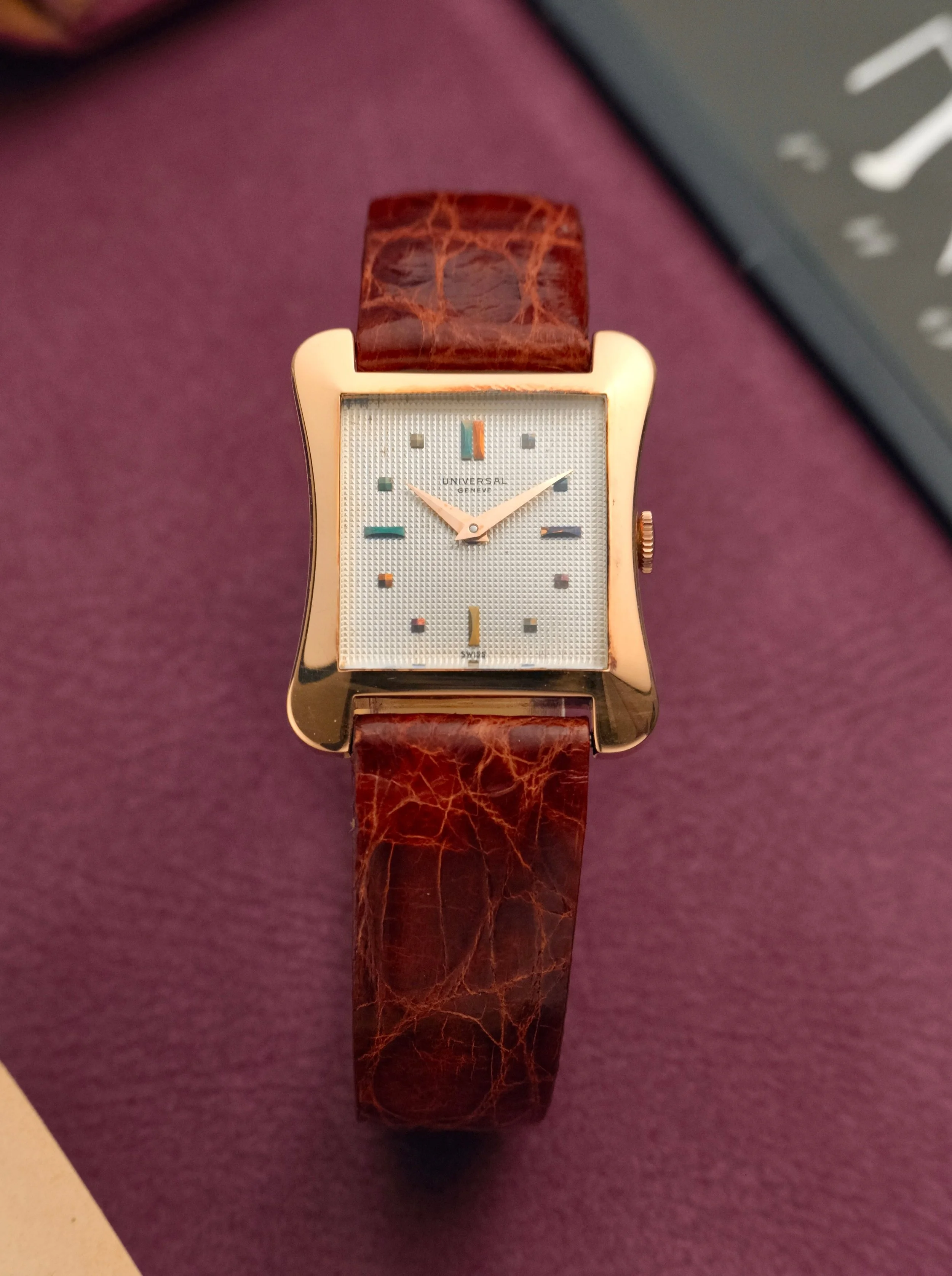 1950's Universal Genève Cioccolatone w/ Clous De Paris Dial 18K Pink Gold