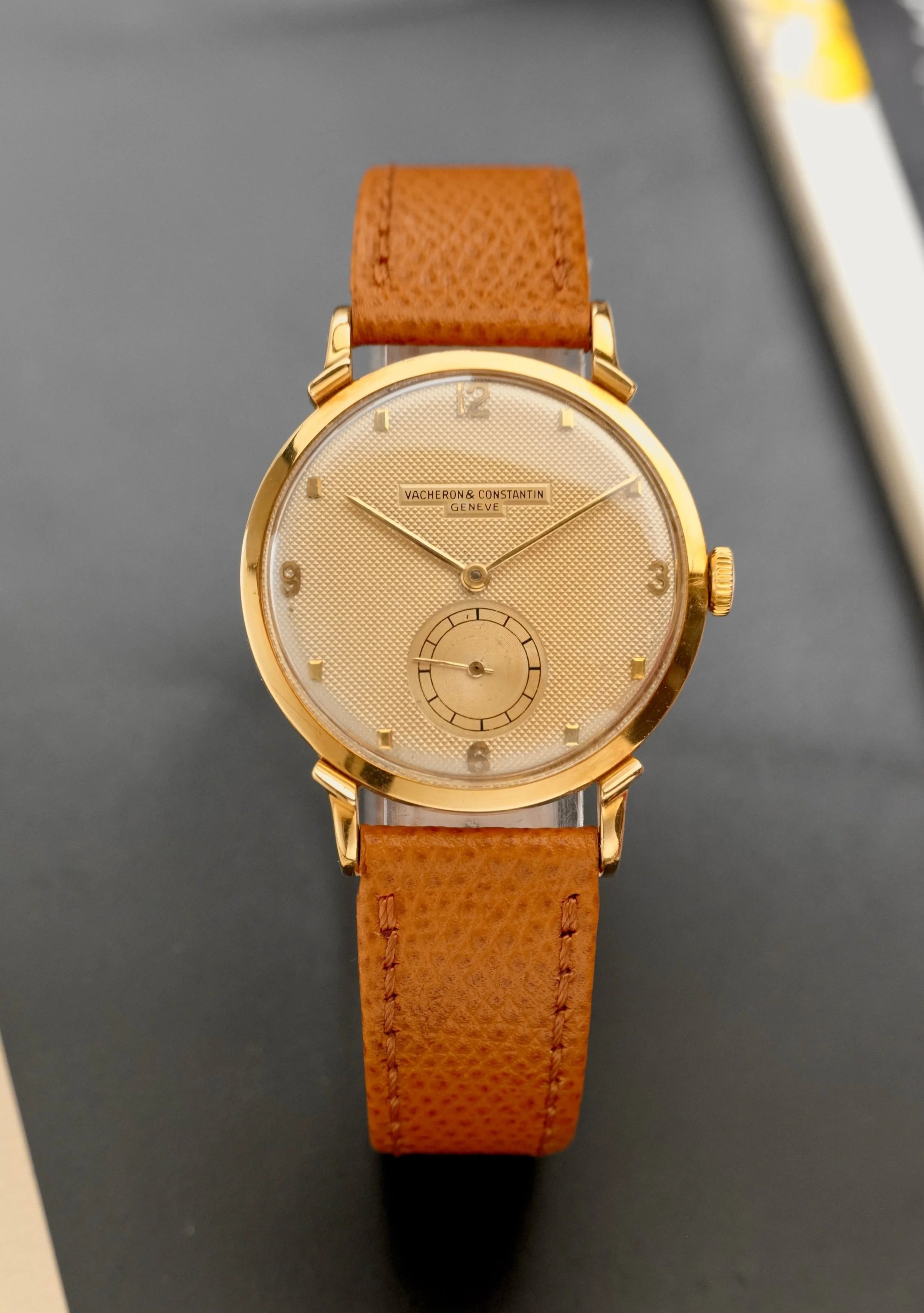 1950's Vacheron Constantin Calatrava w/ Petite Guilloché Dial & Fancy Lugs 18K YG