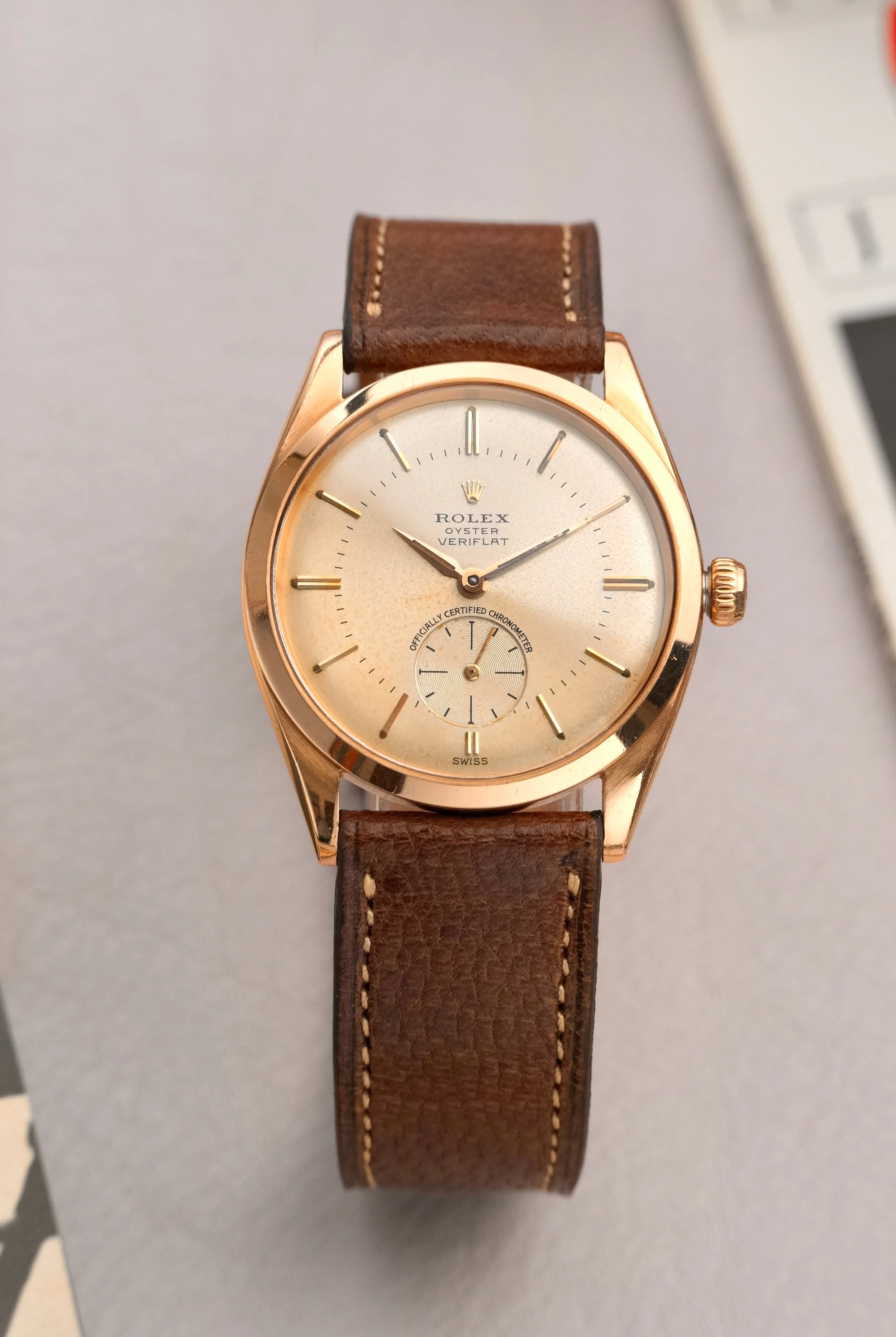 1950's Rolex Oyster Veriflat ref. 6512 in 18k RG