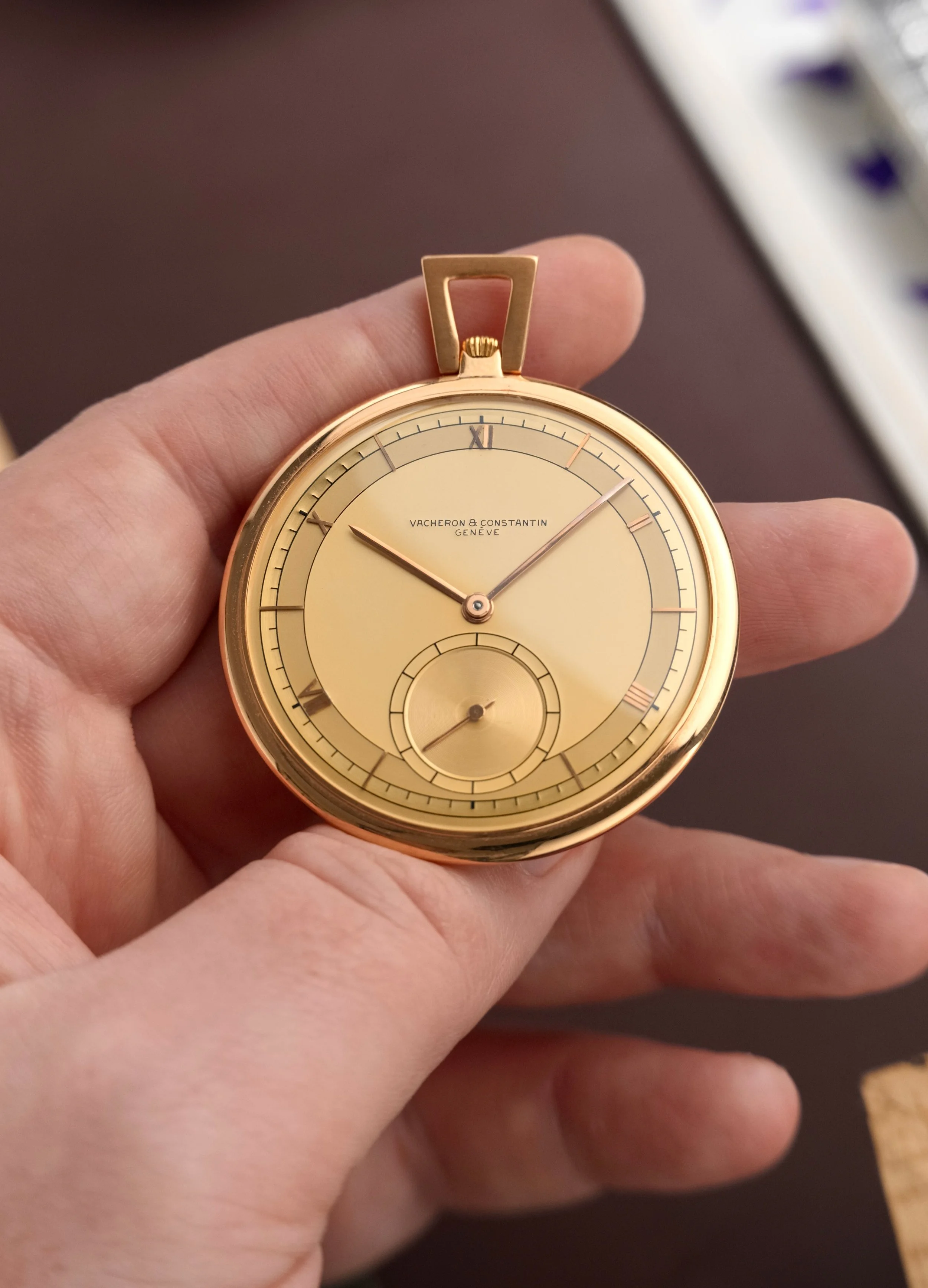 1950's Vacheron Constantin Three-Tone Sector Dial Pocket Watch 18K RG