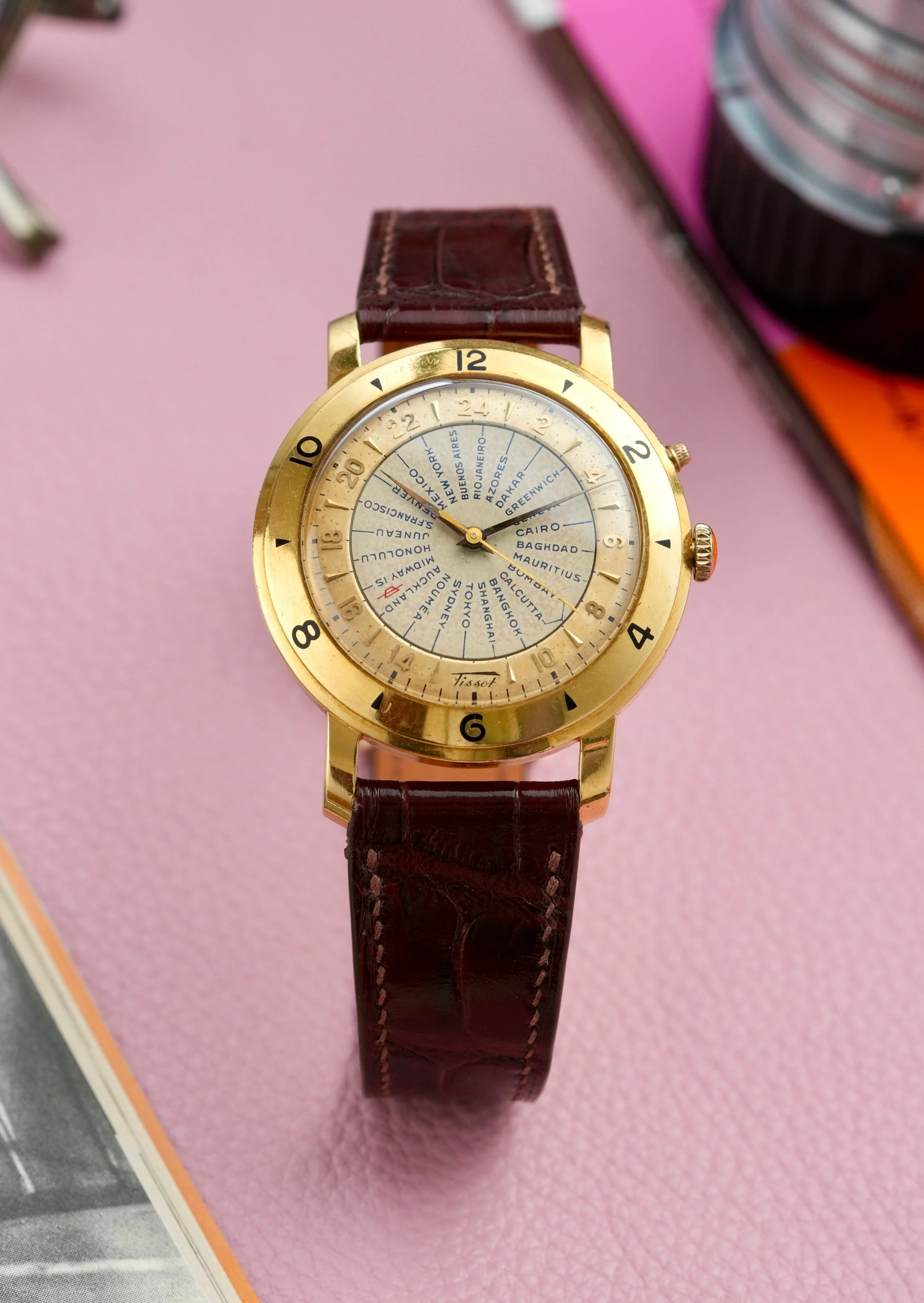 1950's Tissot Navigator World Time ref. 4002-2 18K YG