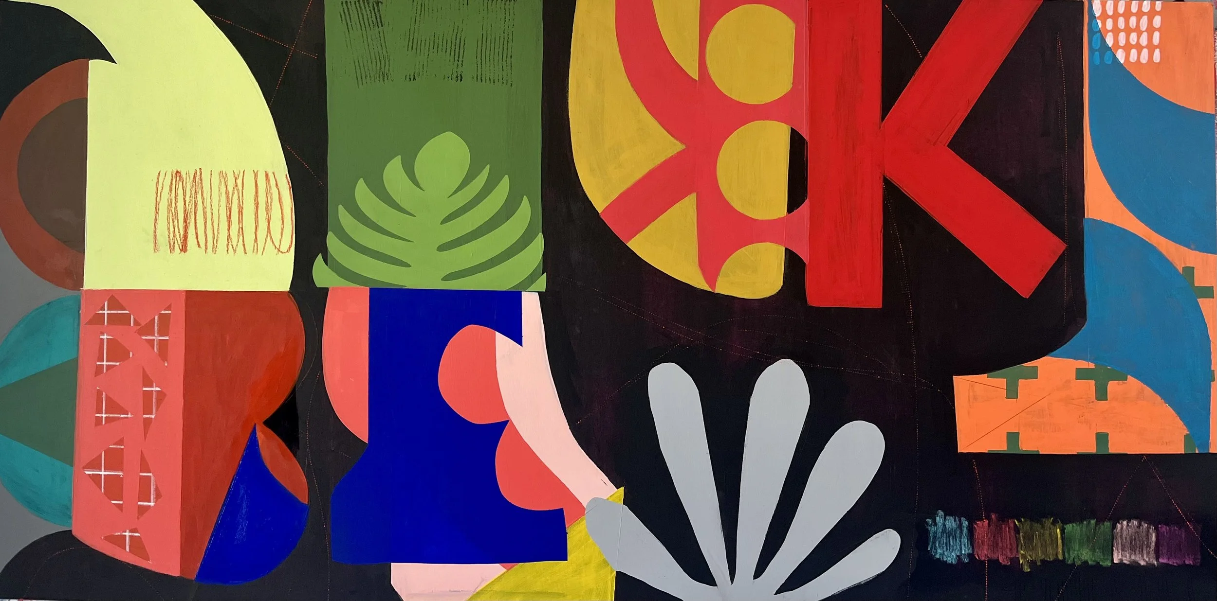 Forest Bathing - 24 x 48 - Mixed media on wood panel.
