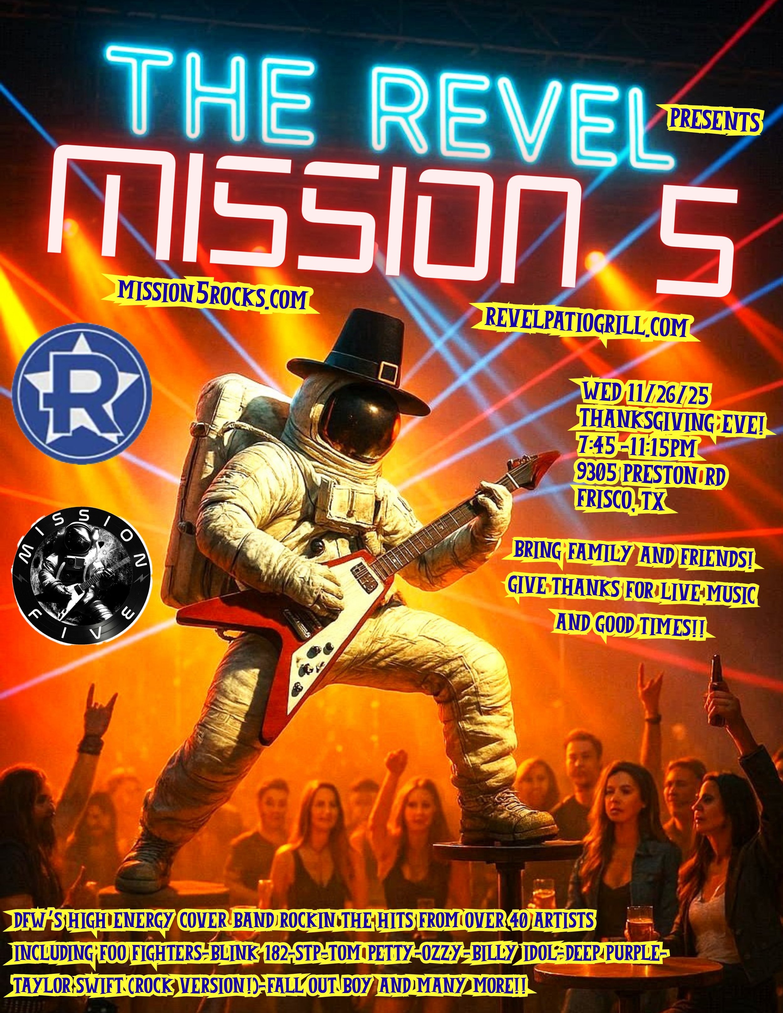 MISSION 5 ROCKS THE REVEL THANKSGIVING EVE 11/26/25 7:45 - 11:15PM!!