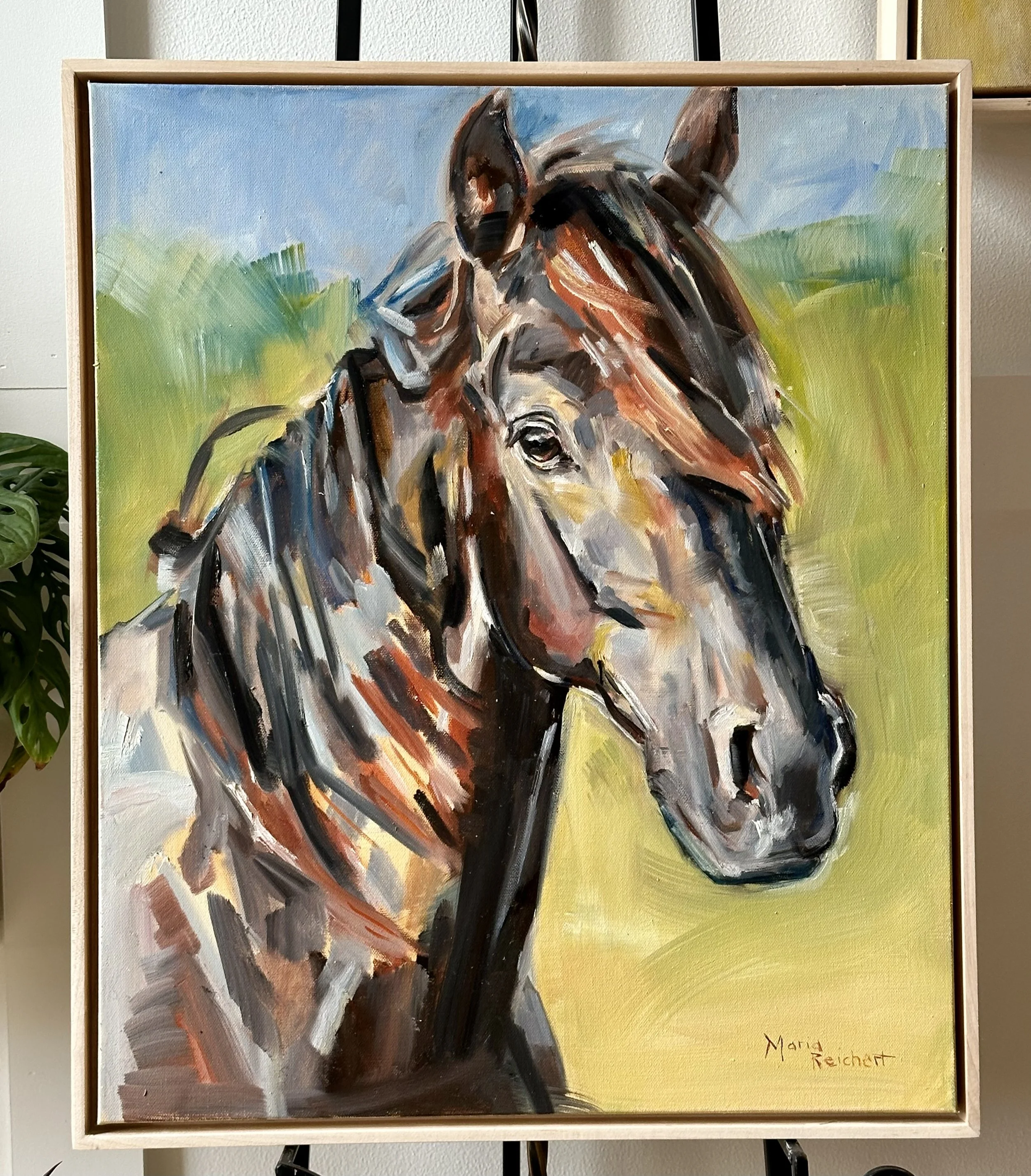 "Sly" horse painted in oil paint on stretched canvas