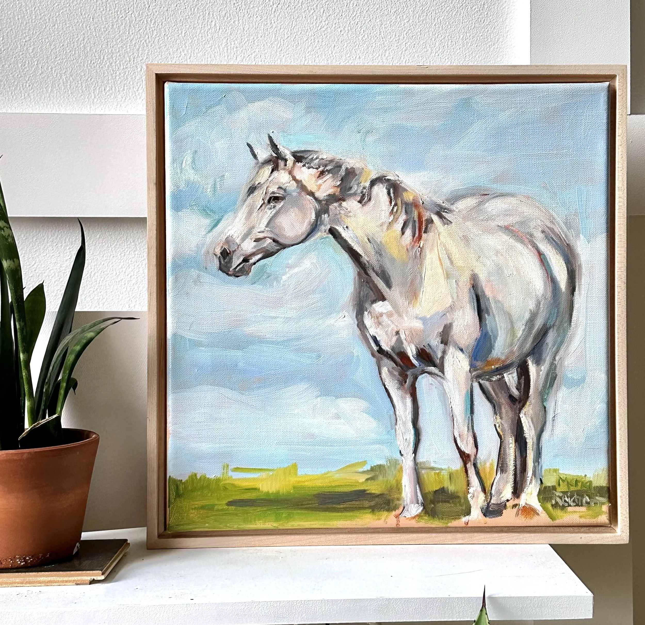 grey horse painting