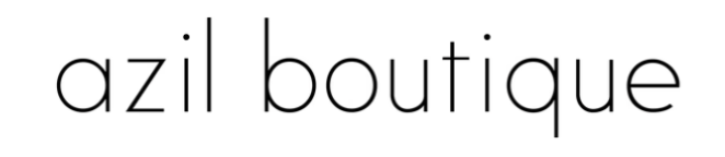 Text logo that reads 'azil boutique' in black lowercase letters on a white background.