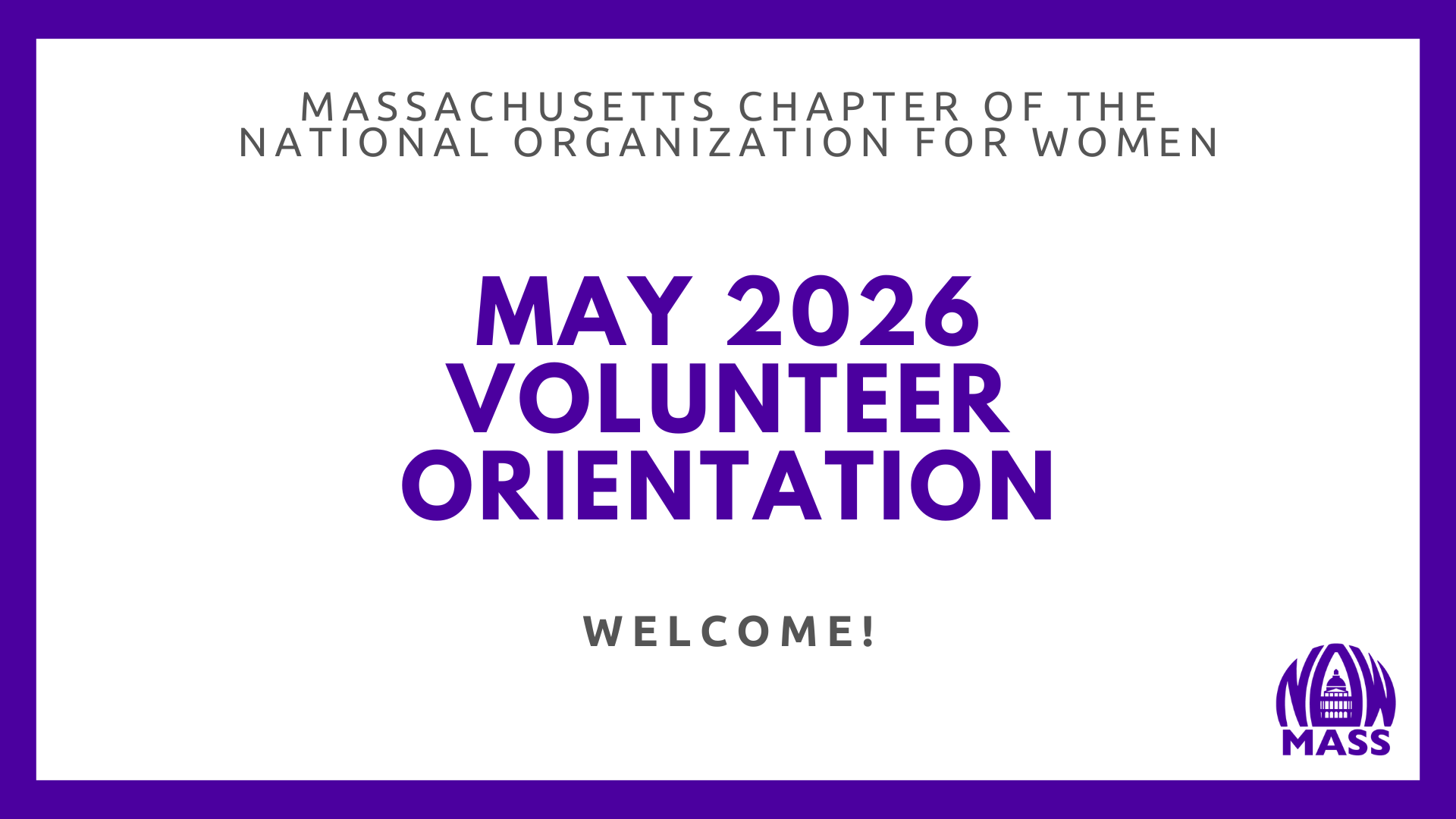 May 2026 Volunteer Orientation 