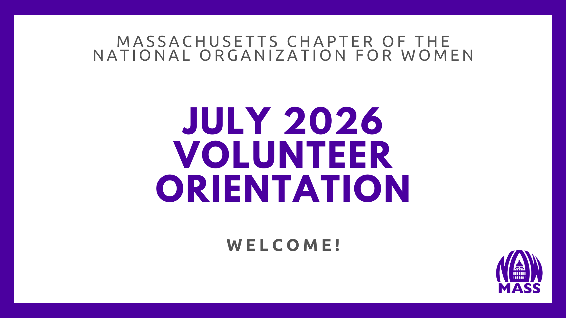 July 2026 Volunteer Orientation