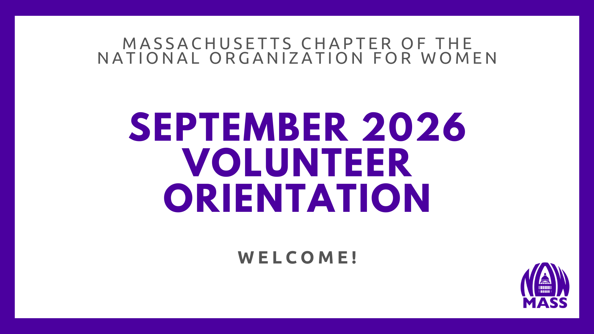 September 2026 Volunteer Orientation 