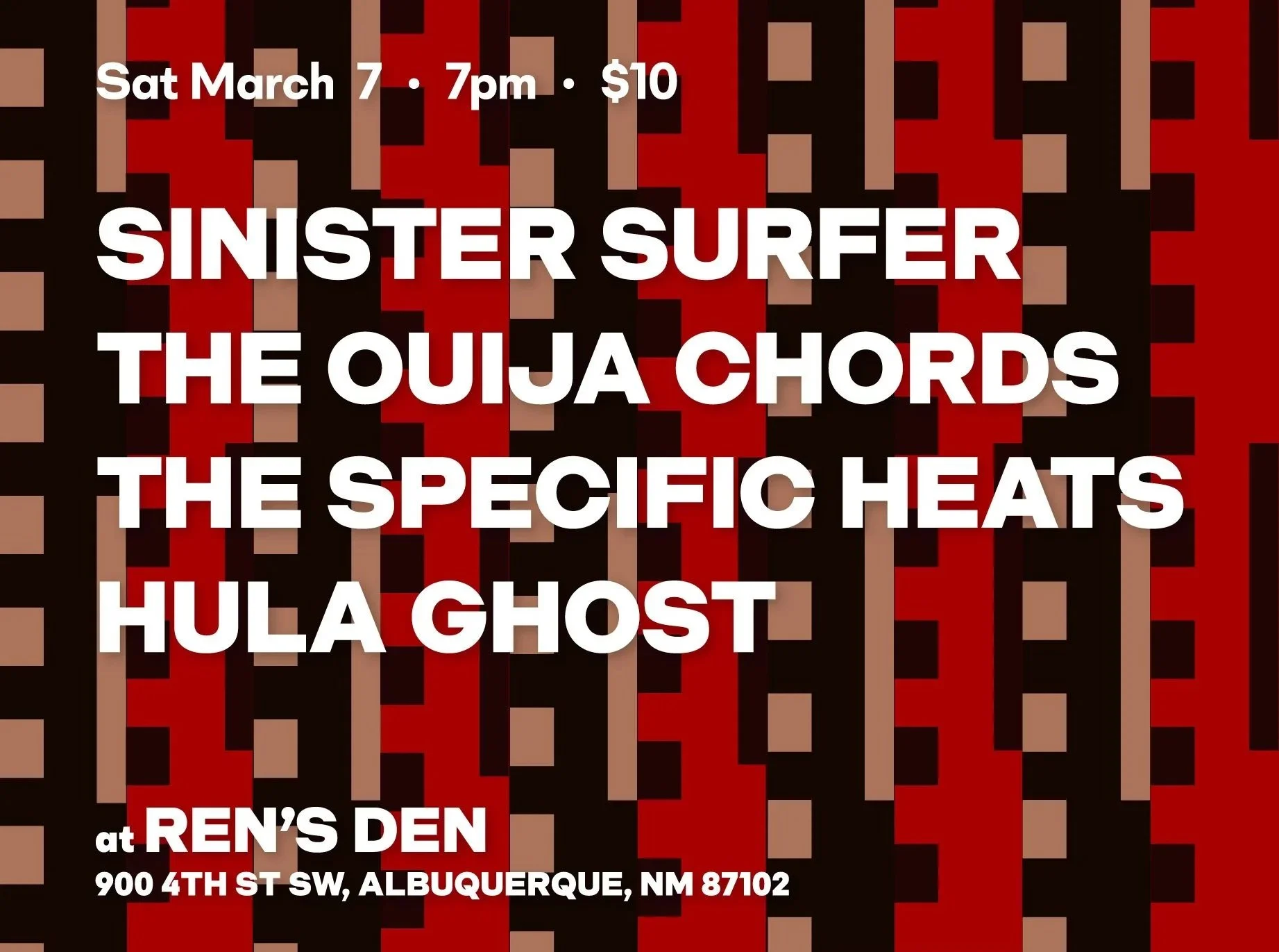 Sinister Surfer, The Ouija Chords, The Specific Heats, and Hula Ghost