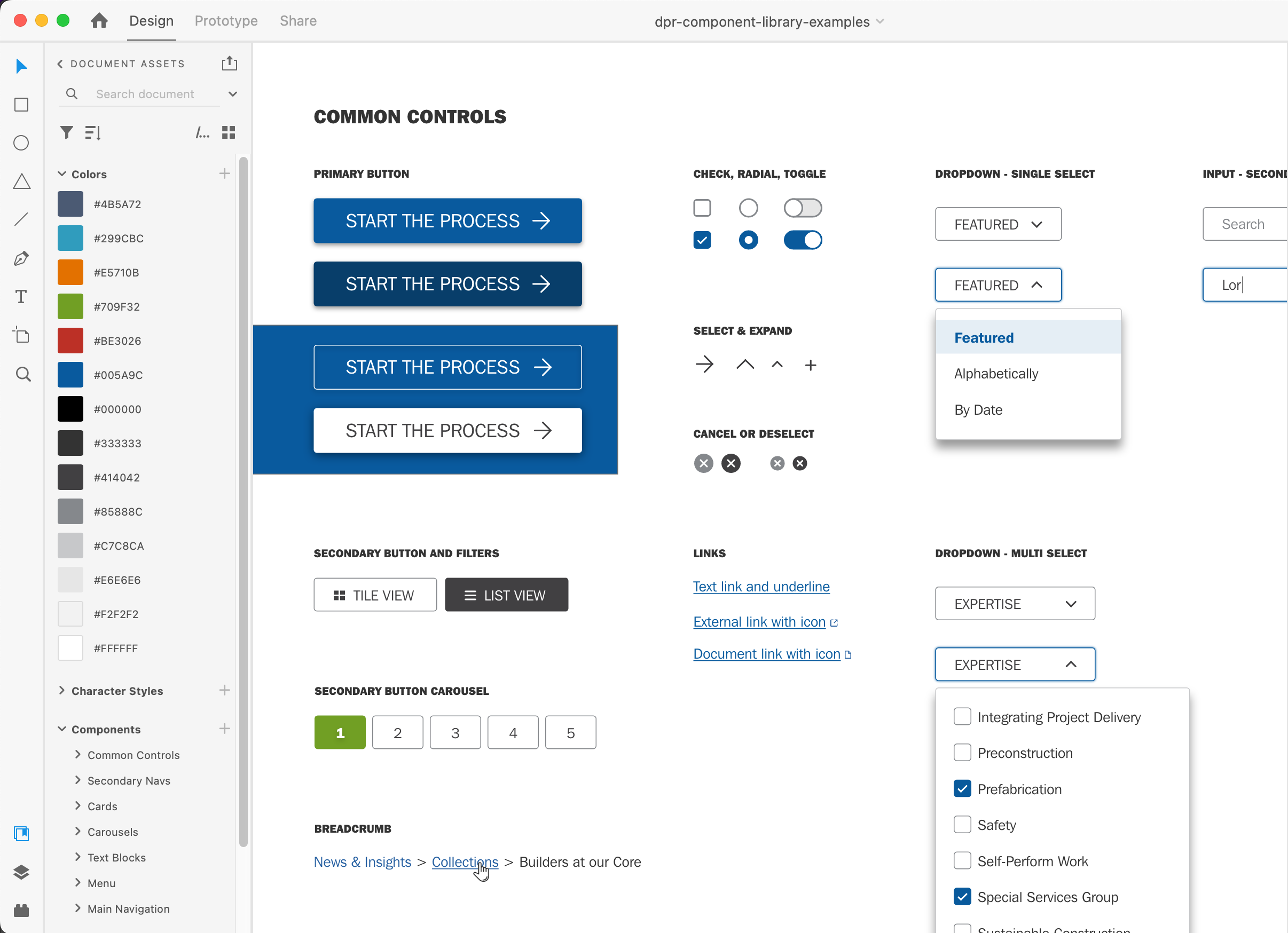 Sample components from the library. More instances are available for different use cases.
