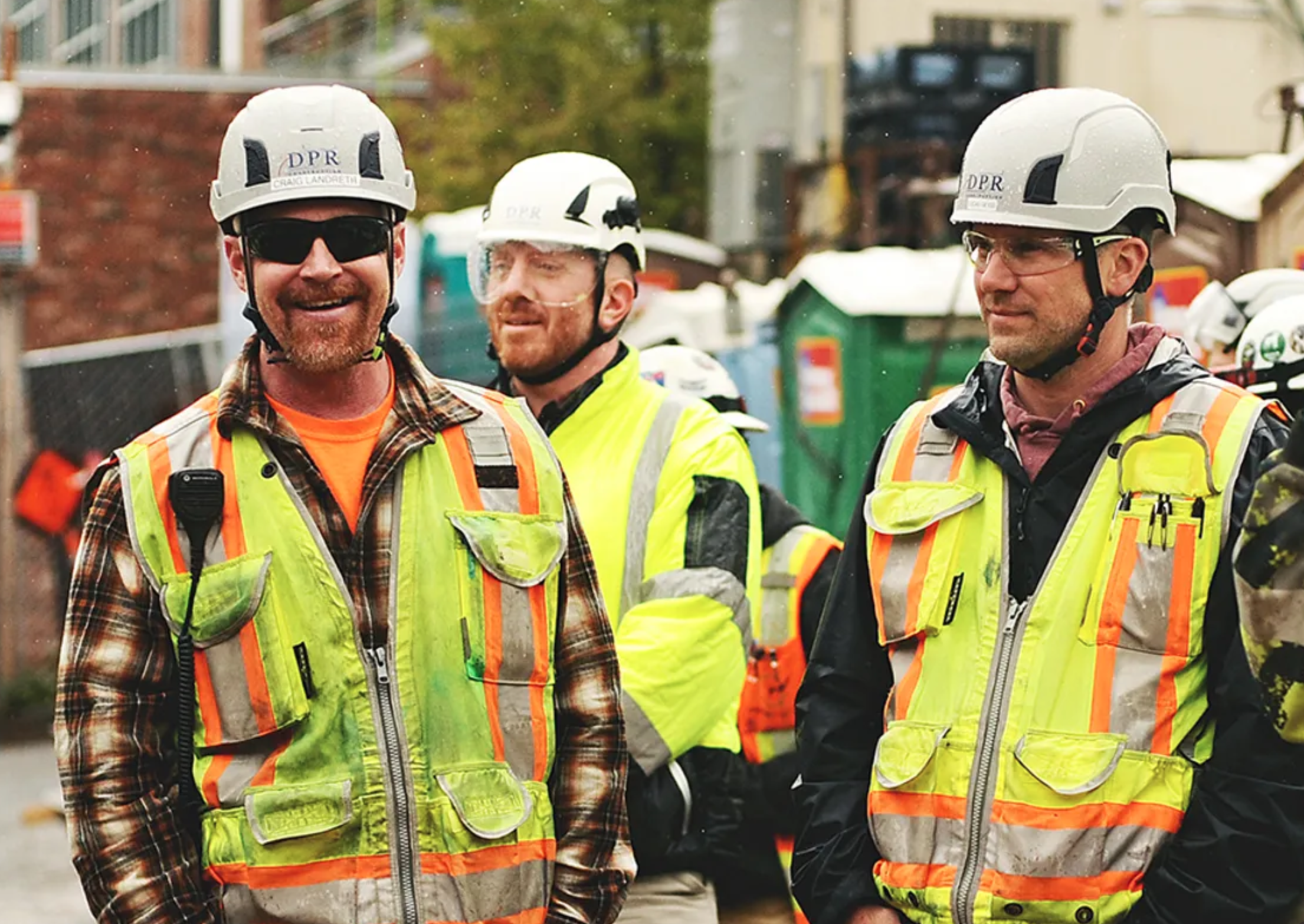 Works wearing PPE on a jobsite