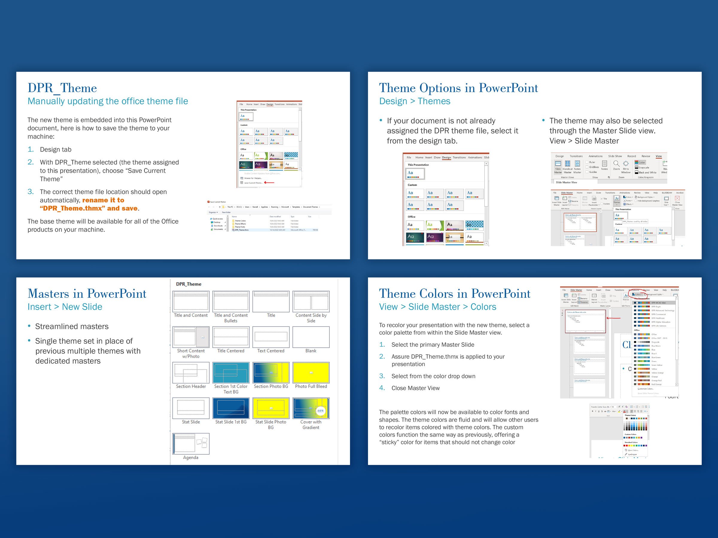 Presentation deck accompanying the rollout of a custom Office theme file.