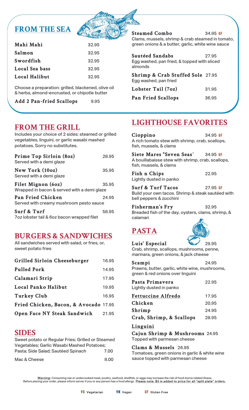 Menu — LightHouse Oyster Bar & Grill