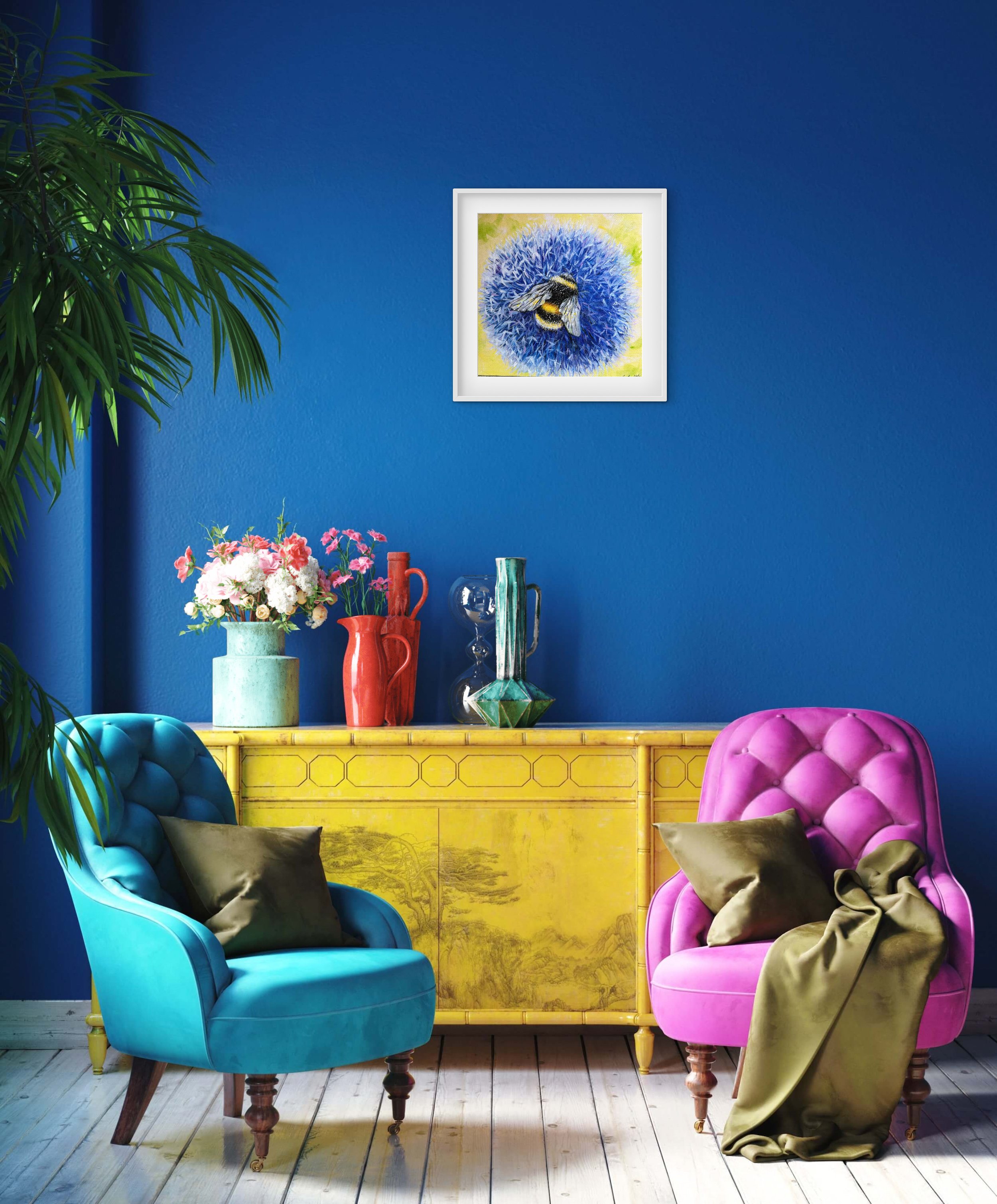 Electric Blue BumbleBee Framed Print