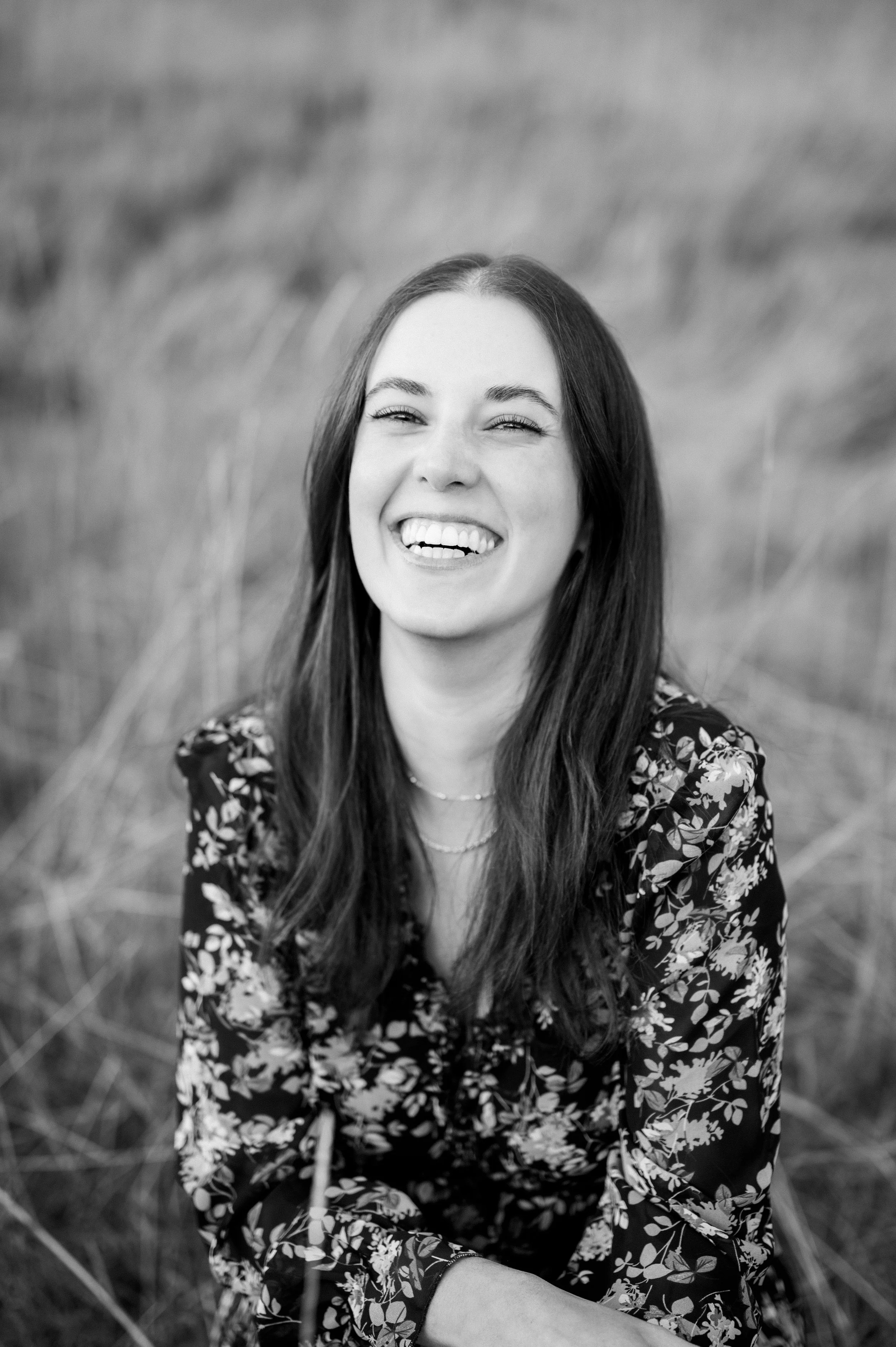 Headshot of Pam in black and white