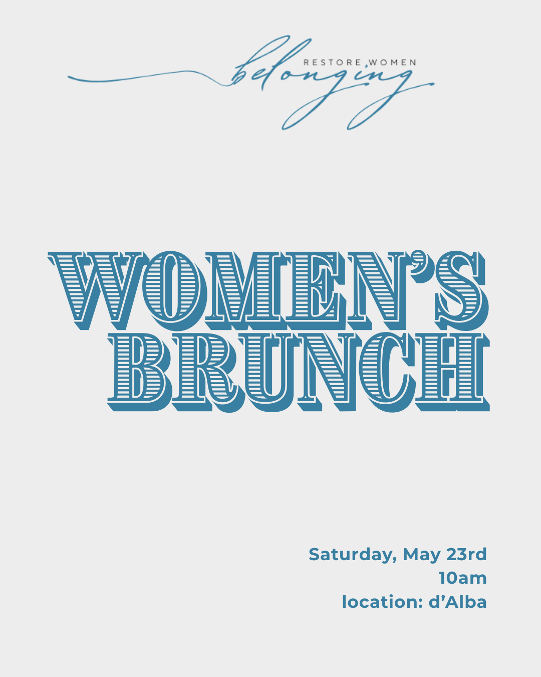 Women’s Brunch event graphic for Restore Houston Church in Houston, Texas