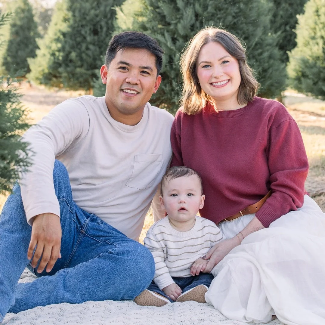 Josh and Jessica Narabal with their family, leaders of a Restore Houston Church meal group in Shepherd Park Plaza