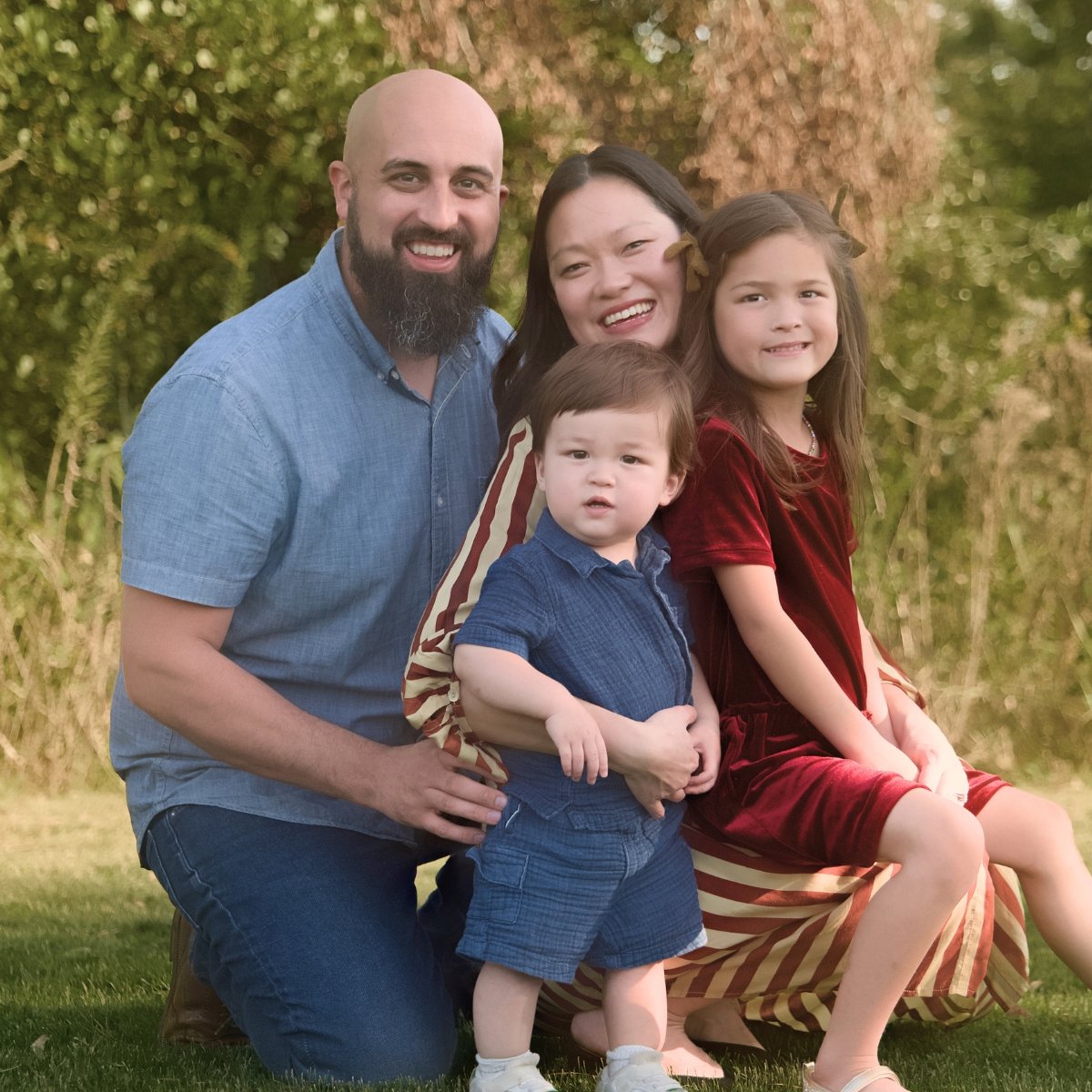 Pastor Justin Gingrich of Restore Houston Church with his family outdoors