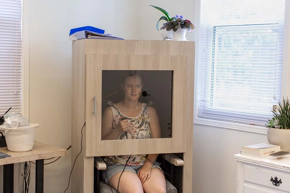 woman getting a hearing test in huntsville