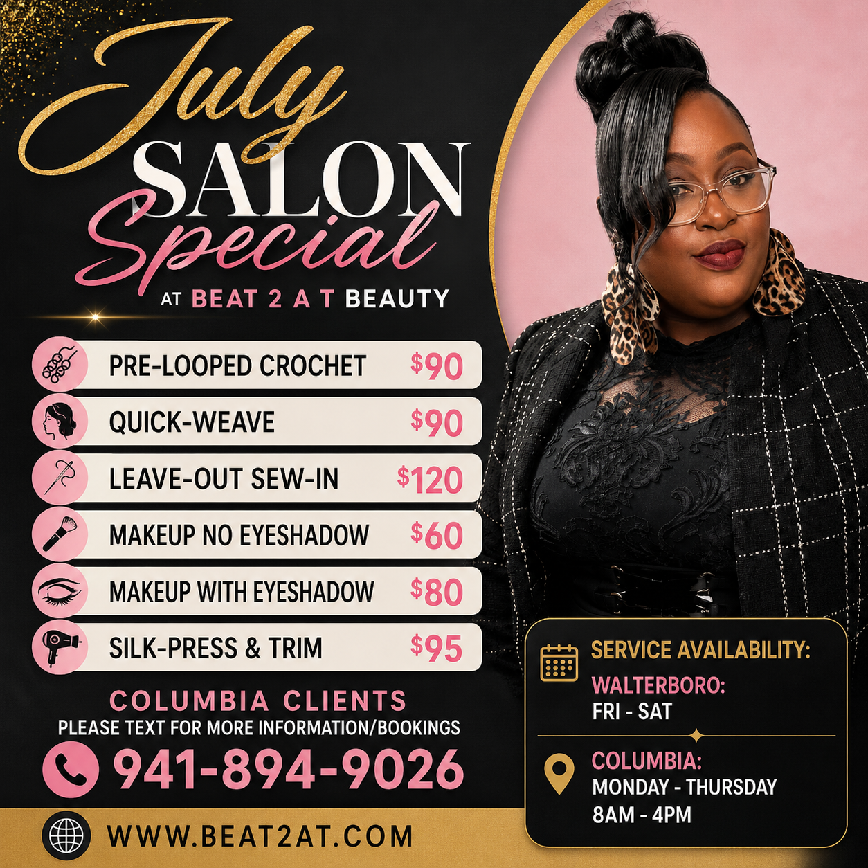 July salon special for beat 2 a t beauty.