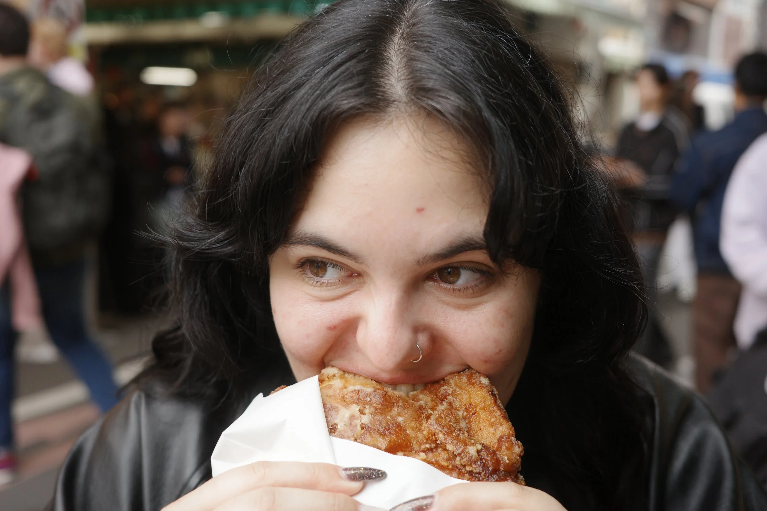 Enjoying fried chicken in Kyoto 