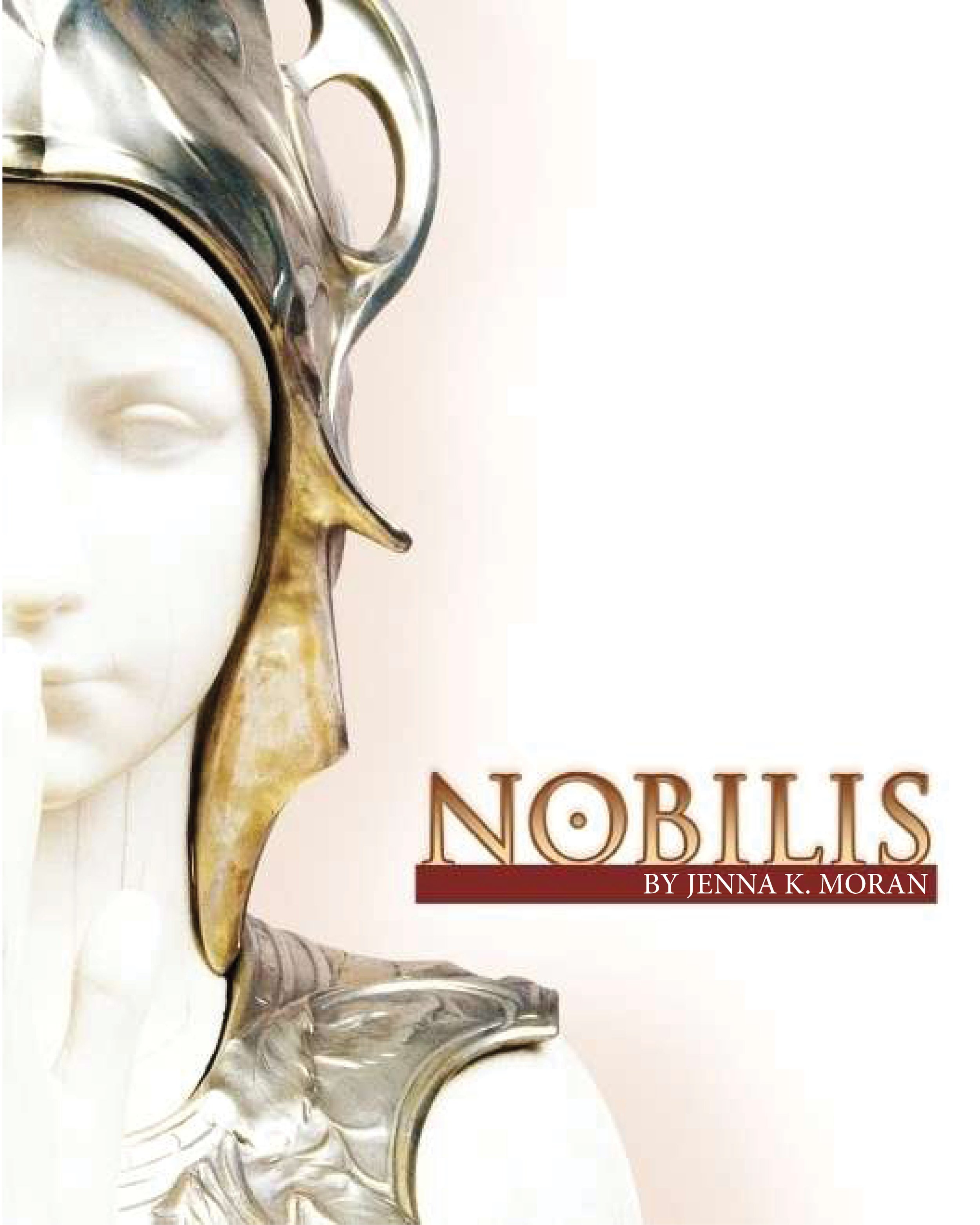 Front cocver of Nobilis (taken from the 2002 edition): a statue of a woman's head faces the viewer, one hand held up before its face, expression mysterious. Beside it is the logo, Nobilis, and the author's name.
