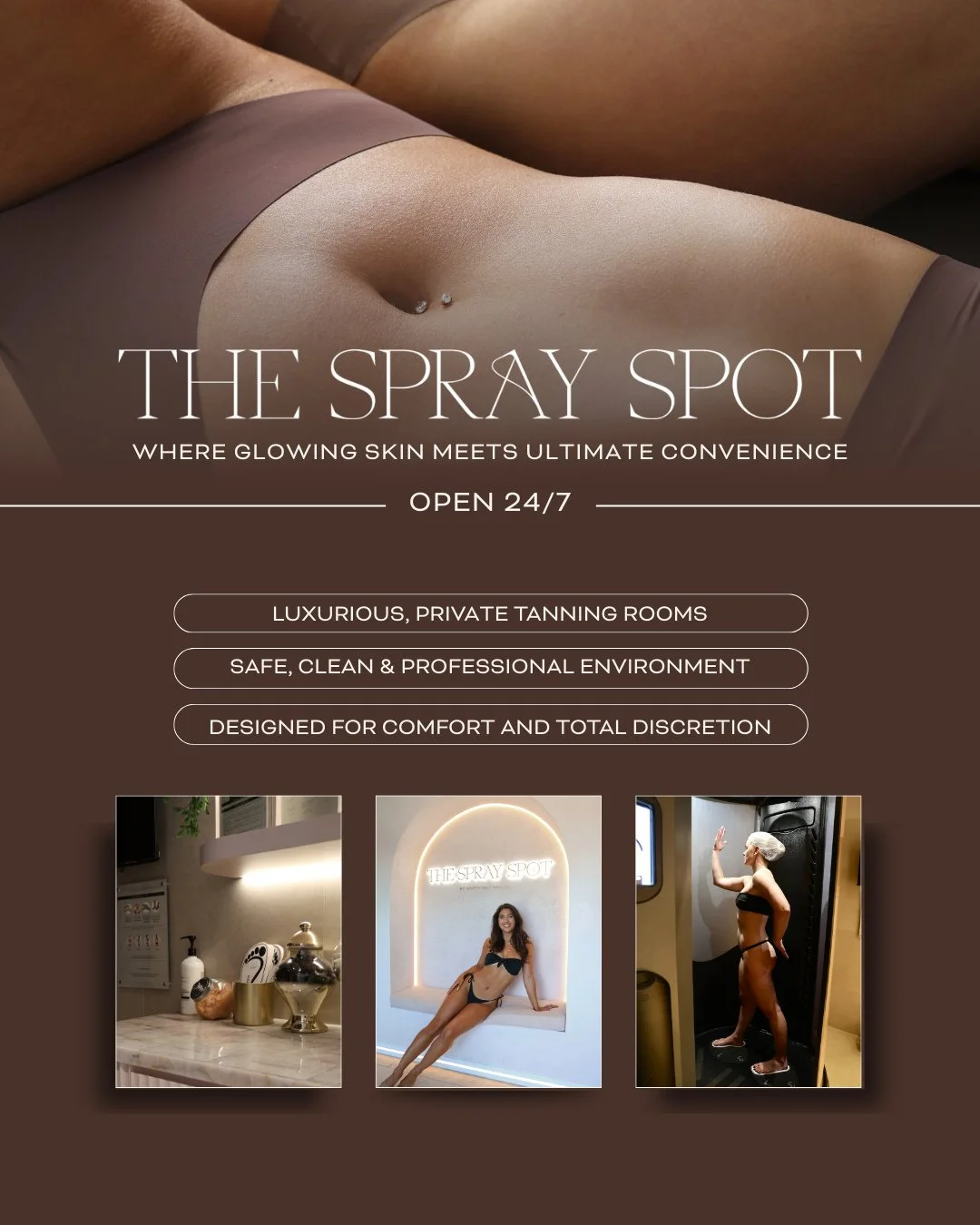 Step into luxury at The Spray Spot ✨⁠
⁠
Private tanning rooms designed for your comfort and total discretion because glowing skin should feel just as good as it looks.⁠
⁠
Convenient. Luxurious. Always flawless.⁠
⁠
📲 Download our app today and book y