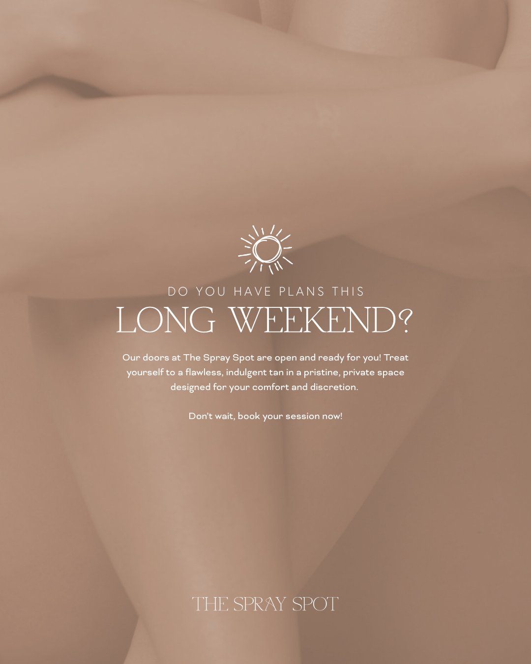 The Spray Spot is open all weekend! ⁠
⁠
We're ready to deliver a flawless, bespoke tan in complete comfort and privacy. ⁠
⁠
Book now 📲