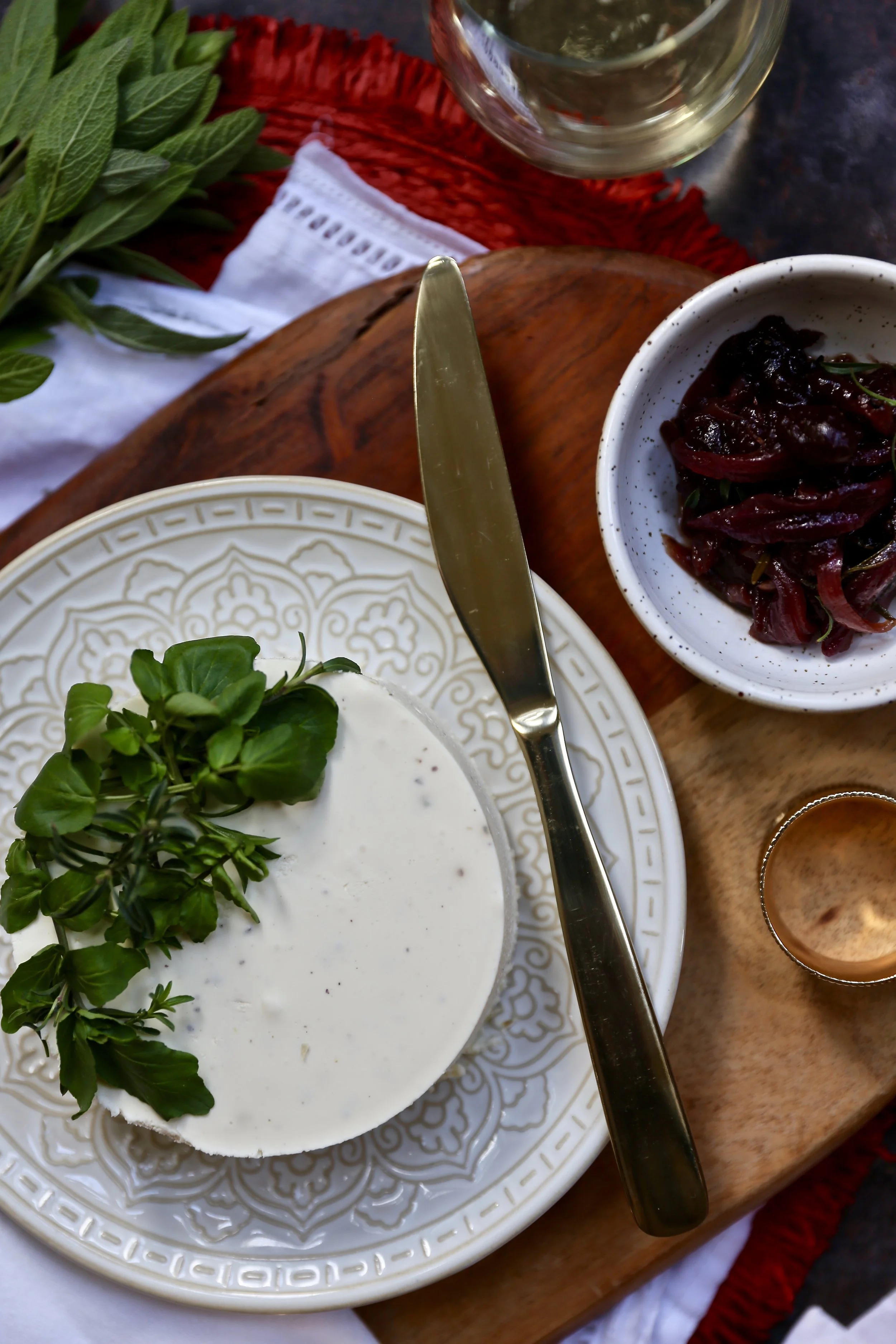 Goats Cheese Cheesecake with Red Onion and Cranberry Jam