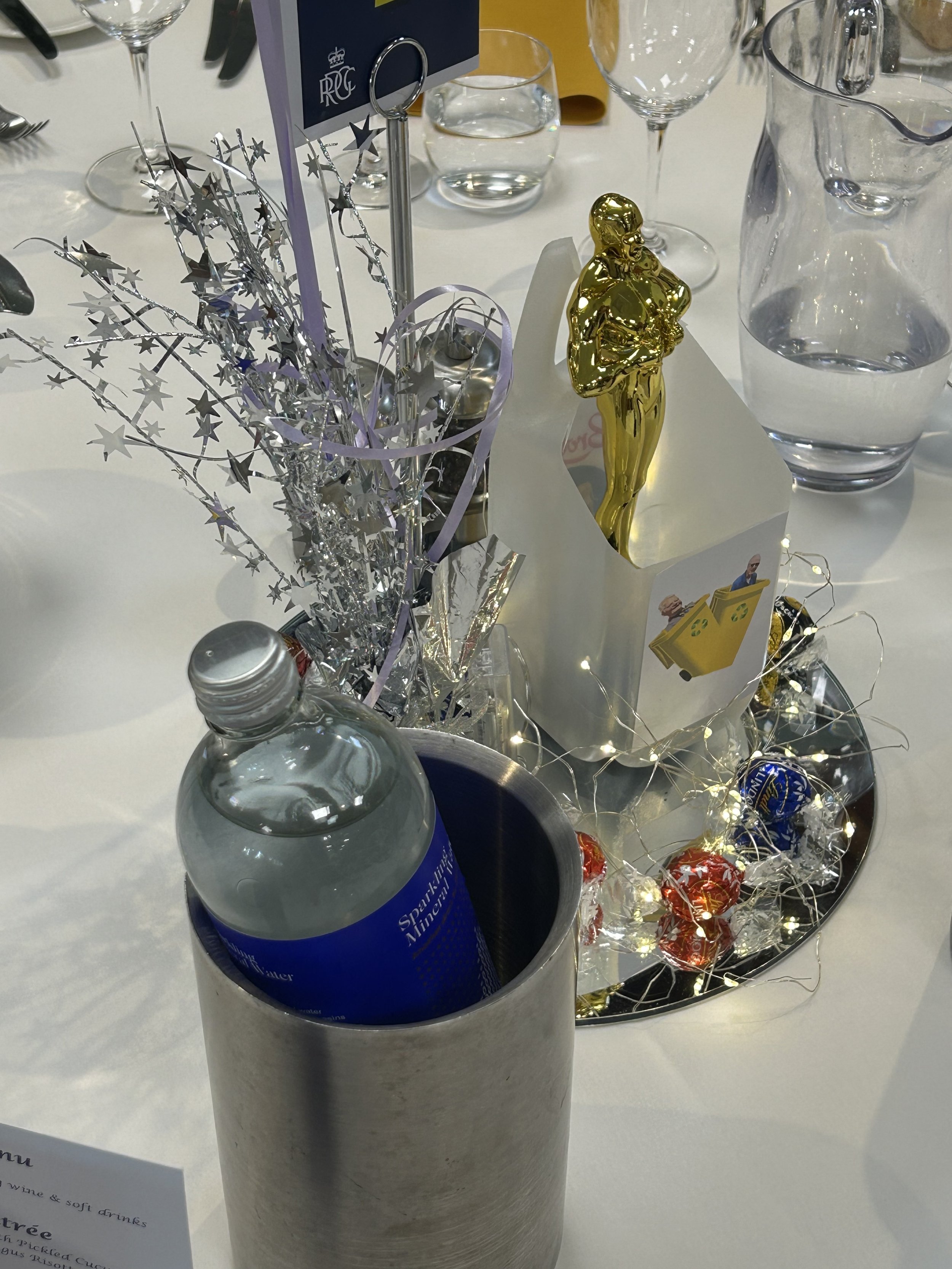 The recycled centre-pieces