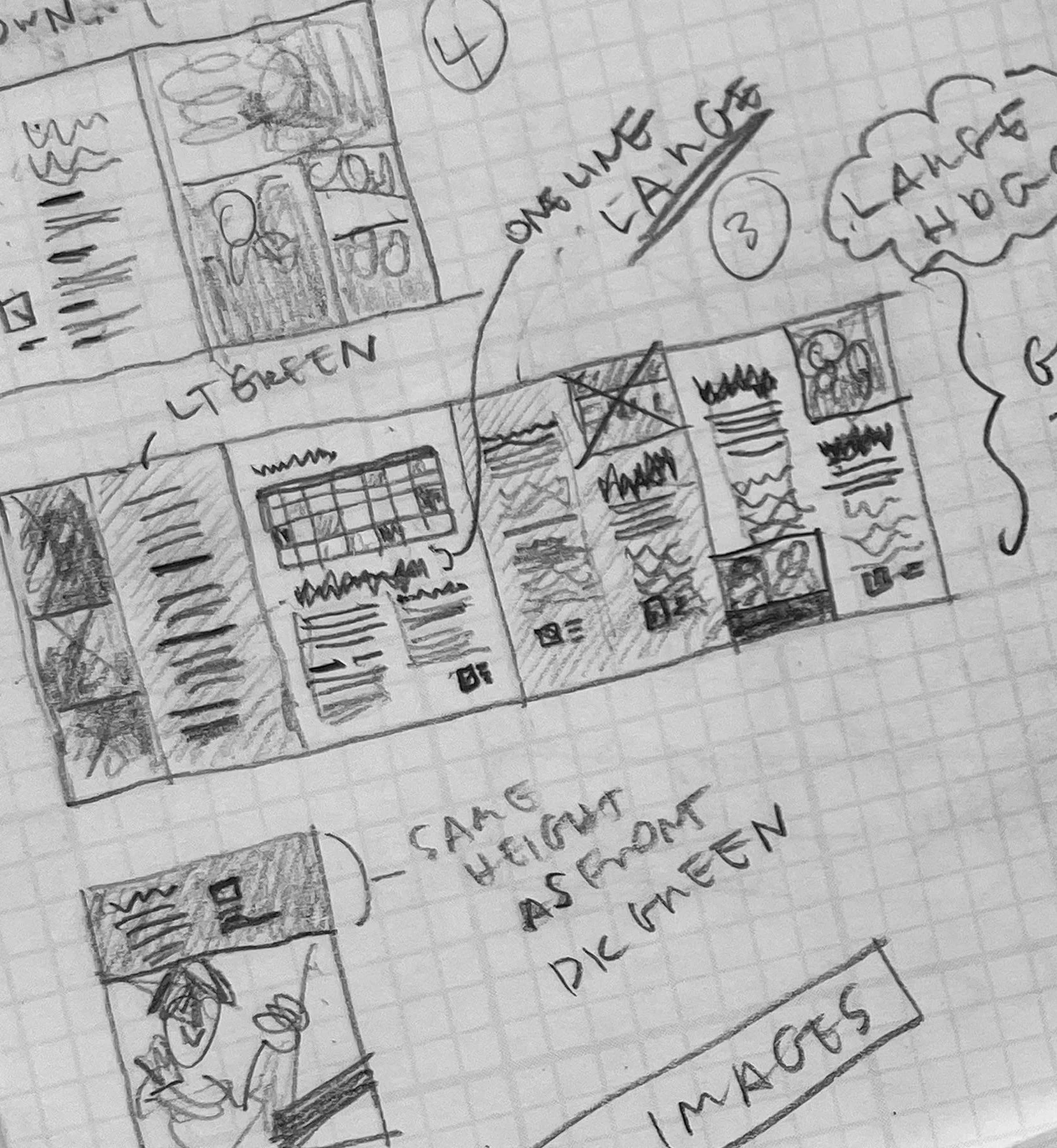 Sketchbook sketches drawn by Adrienne while designing one of George School's admission brochures.