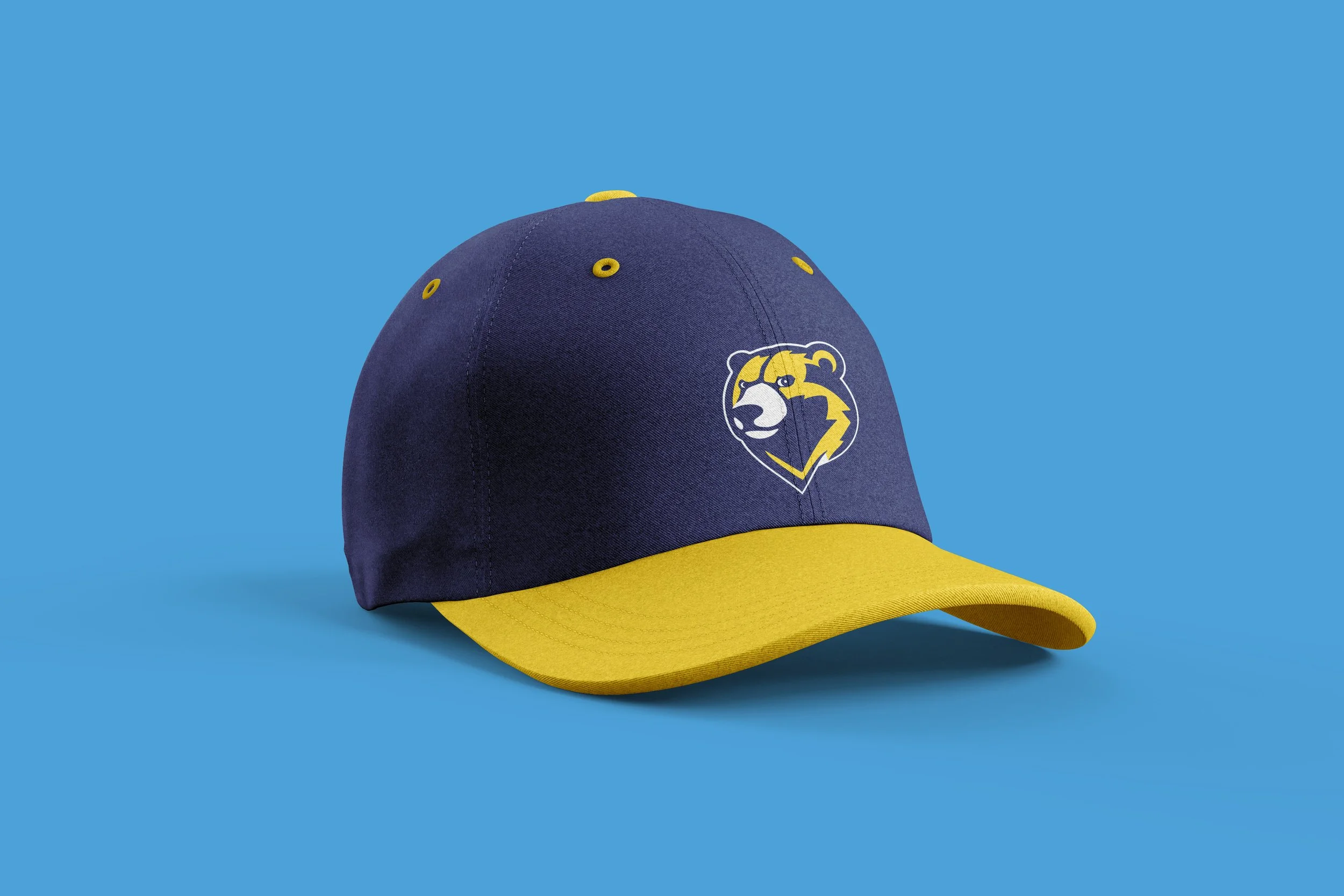 Baseball cap featuring Norwood-Fontbonne Academy's athletic bear symbol.