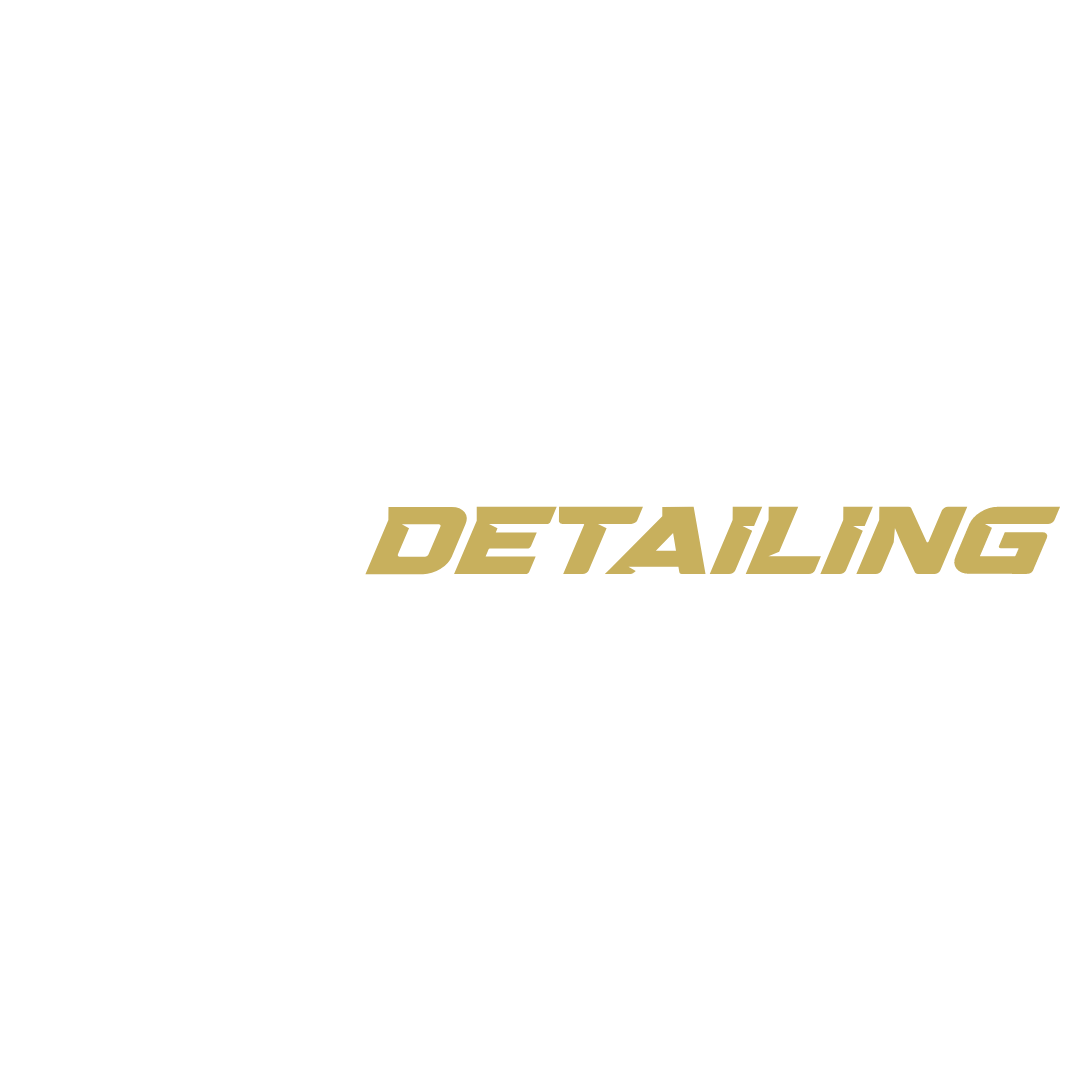 Text that reads 'DIAS DETAILING'. The word 'DIA'S' is in white and italicized, while 'DETAILING' is in gold, both on a black background.