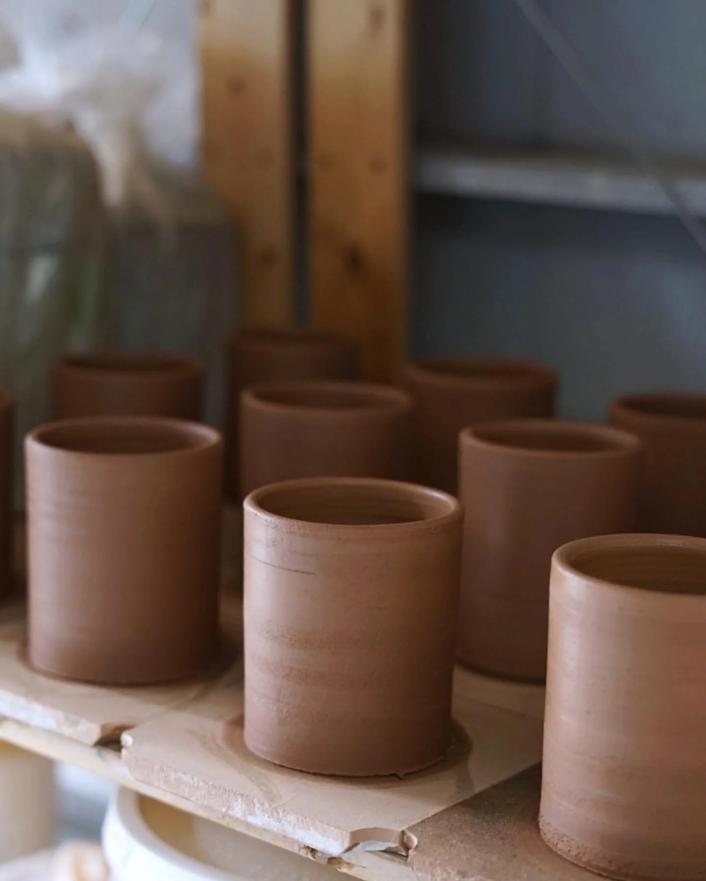 Freshly thrown tumblers