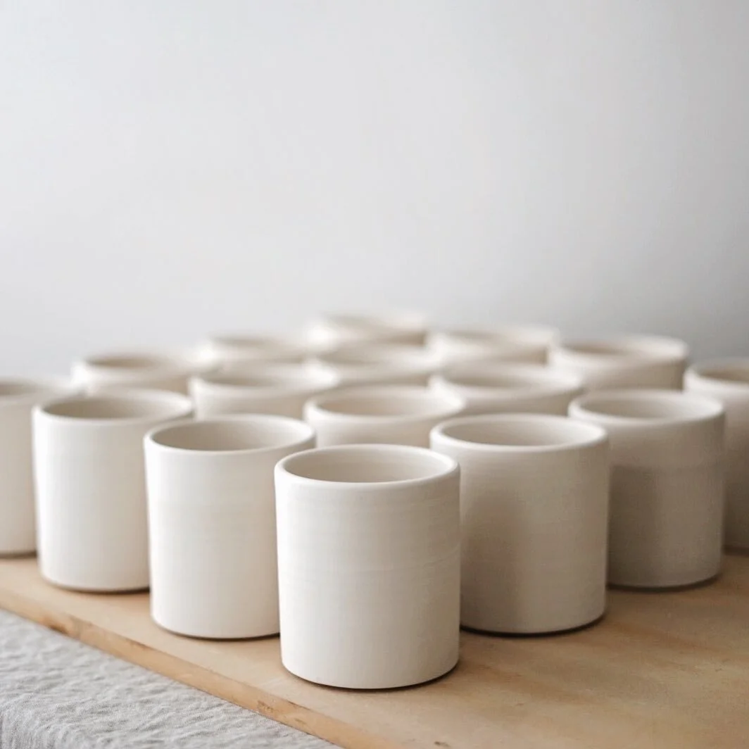 More tumblers ready to be bisque fired. Working on a line of candles 🕯️