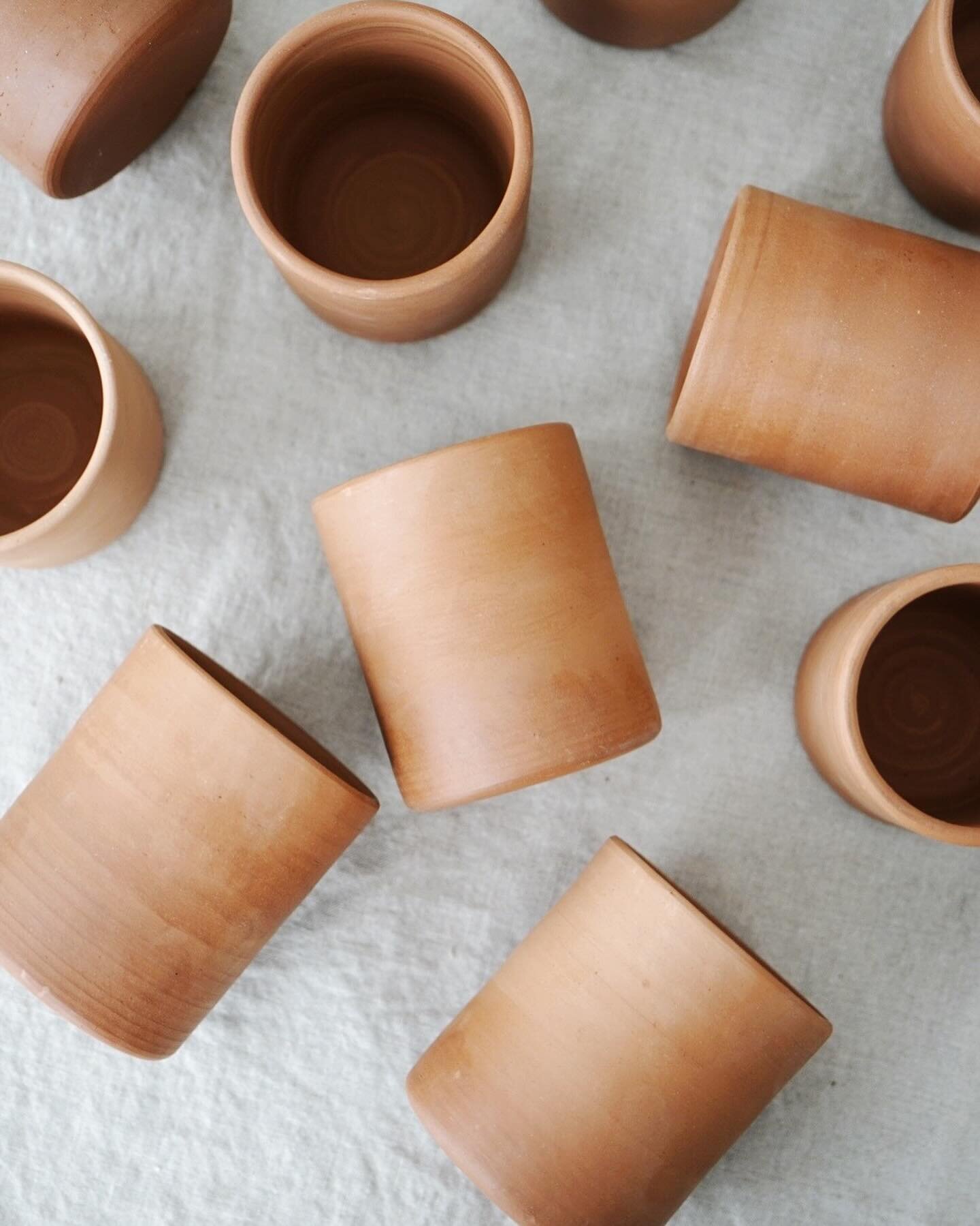 It&rsquo;s tumbler Wednesday! Not a thing, but here are some candle tumblers lol. These have been gone through their first firing and are ready to be glazed, then will be fired in the kiln one last time. Made a large batch of these so I can test all 