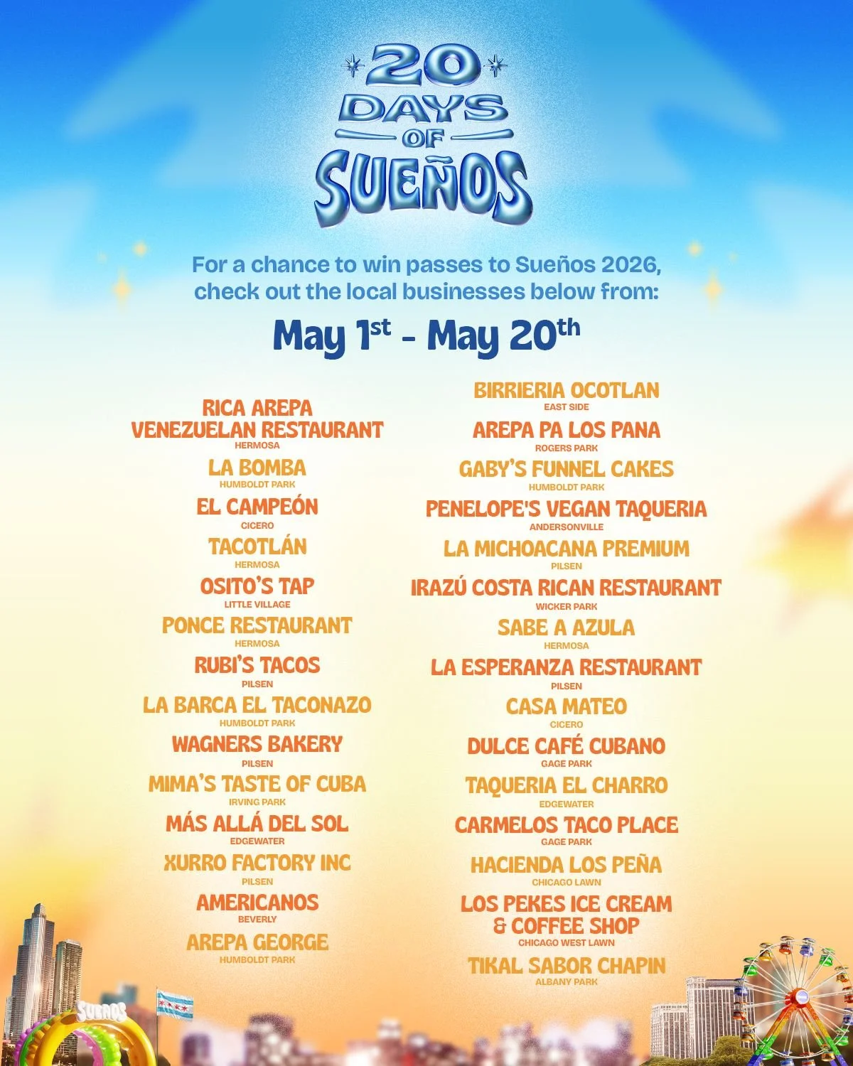 Sueños Music Festival’s “20 Days Of Sueños” Spotlights 25+ Latino-Owned Businesses Across Chicago