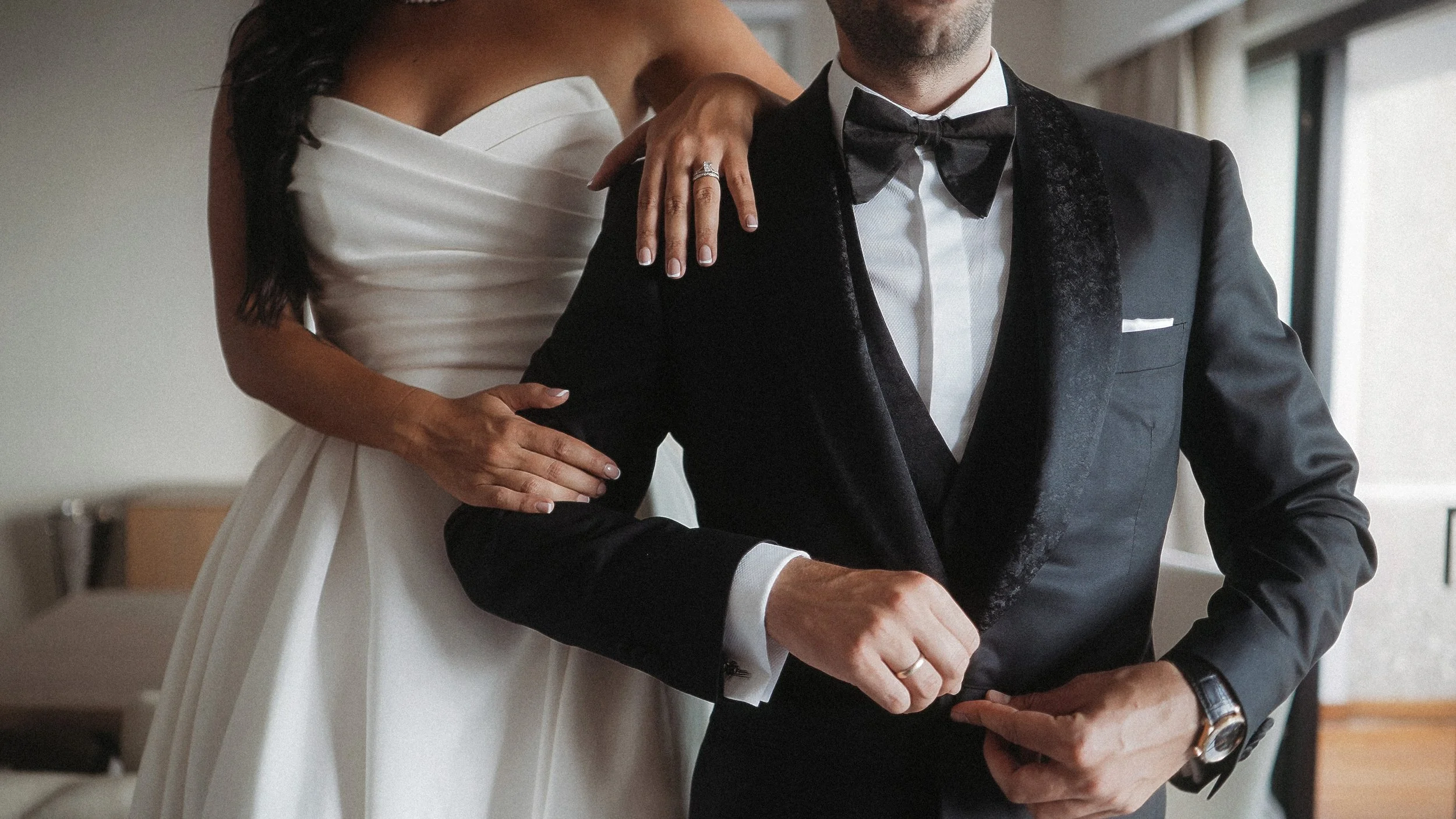 Christina and Constantinos during their wedding getting ready moments before the ceremony in Limassol