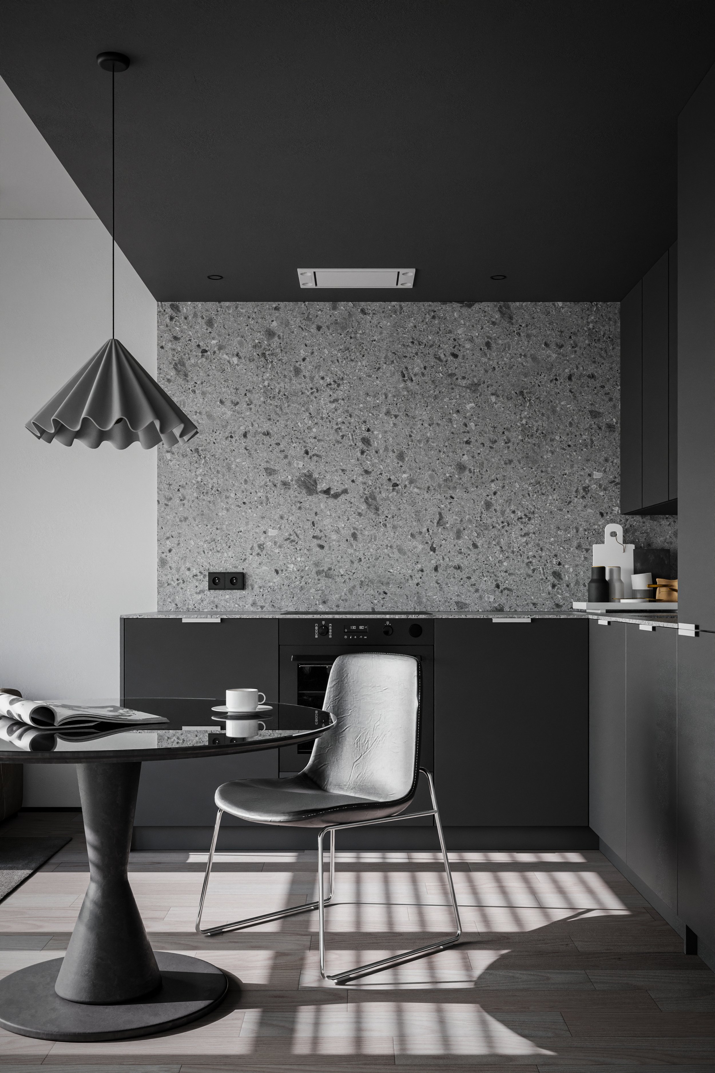 Projekt wnętrza w stylu minimalistycznym - biel, drewno. EMTE studio Bydgoszcz