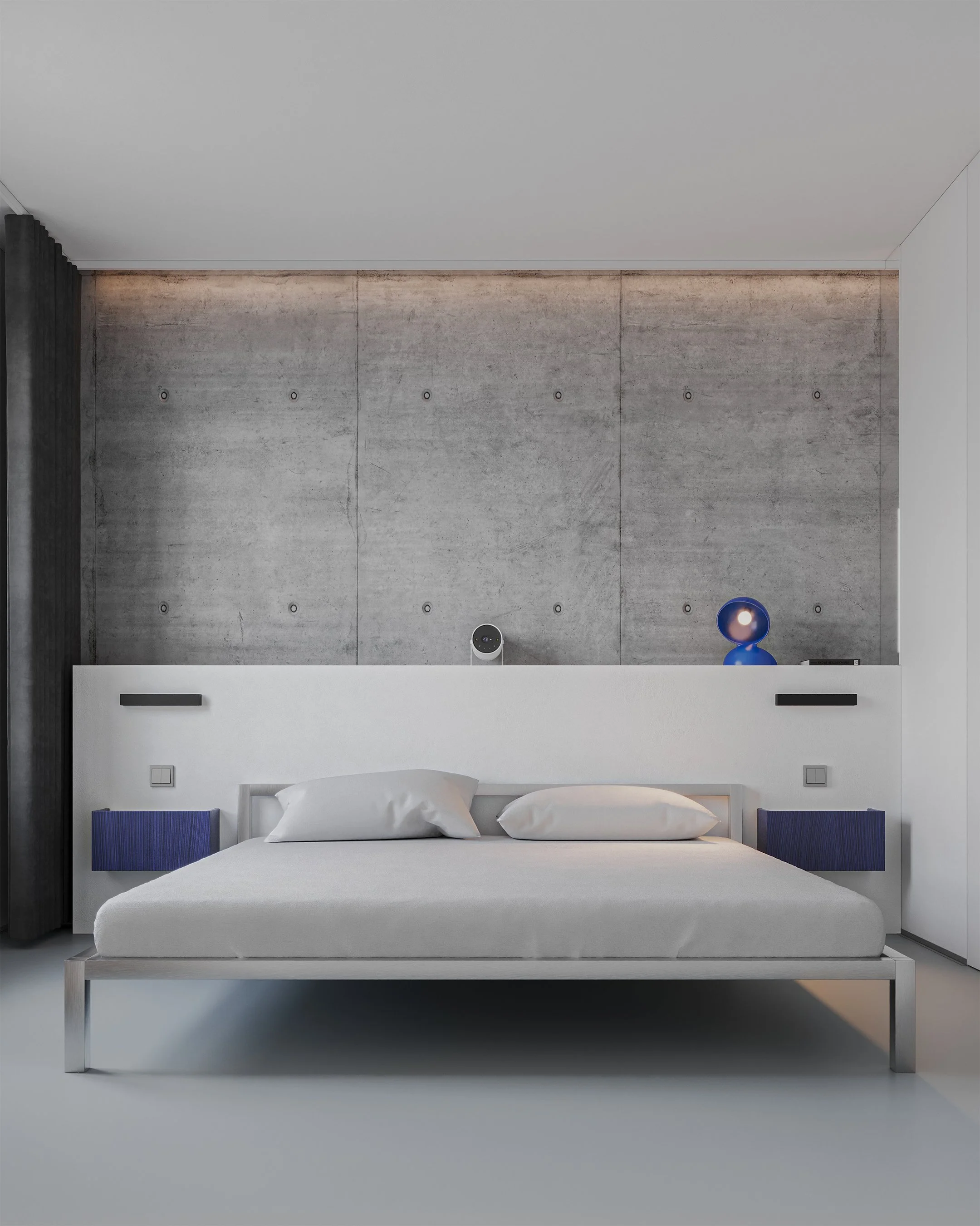 Projekt wnętrza w stylu minimalistycznym - mikrocement, stal, biel. EMTE studio, Bydgoszcz