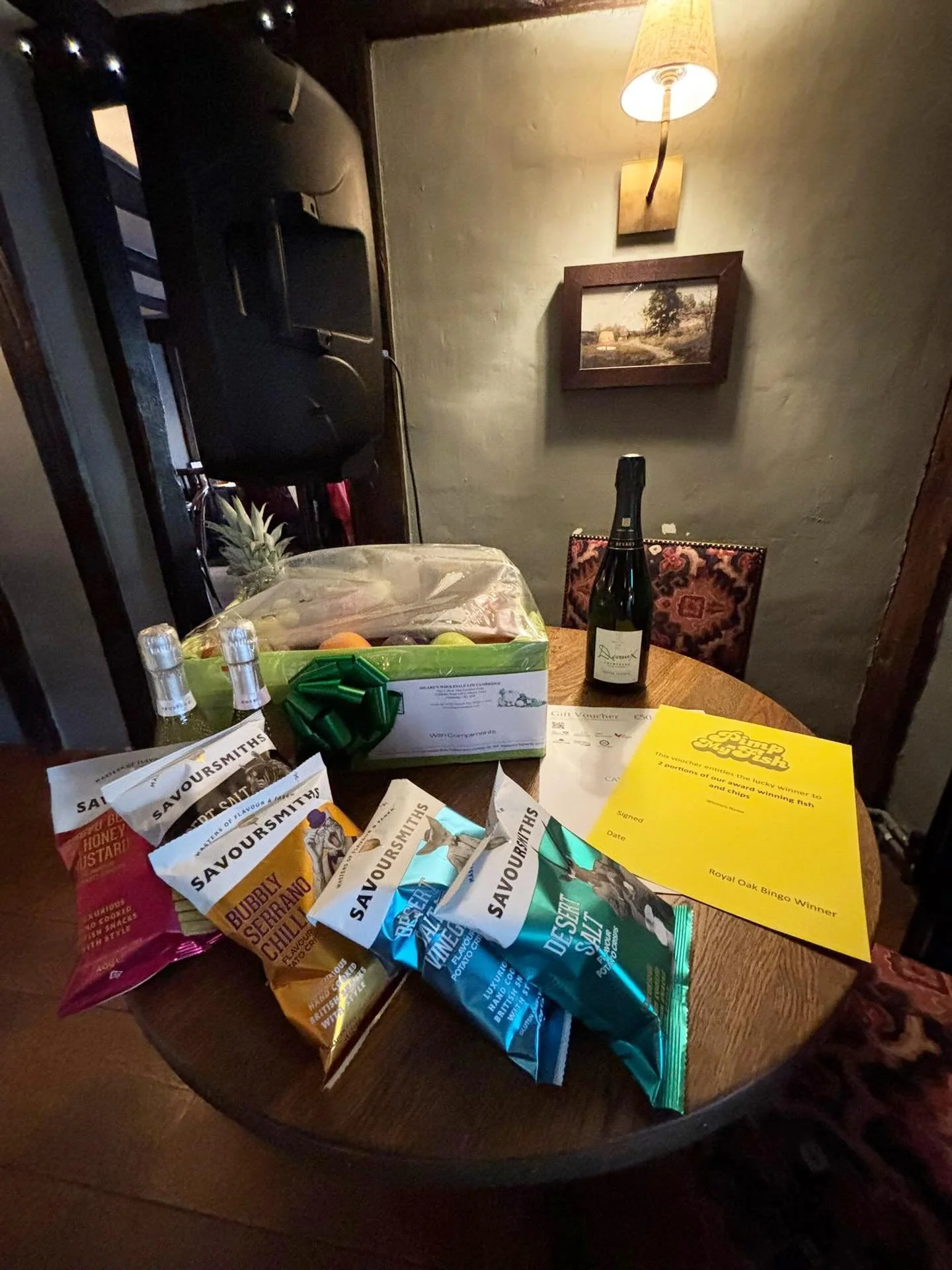 What a great bingo night! We raised &pound;235 for Alzheimer&rsquo;s Research UK and a few lucky guests walked away with hampers and vouchers 🎉🧺
Big thanks to @cambscuisine @pimpmyfishuk @hilaryscambs  @liberty_wines @savoursmiths 🫶🏻