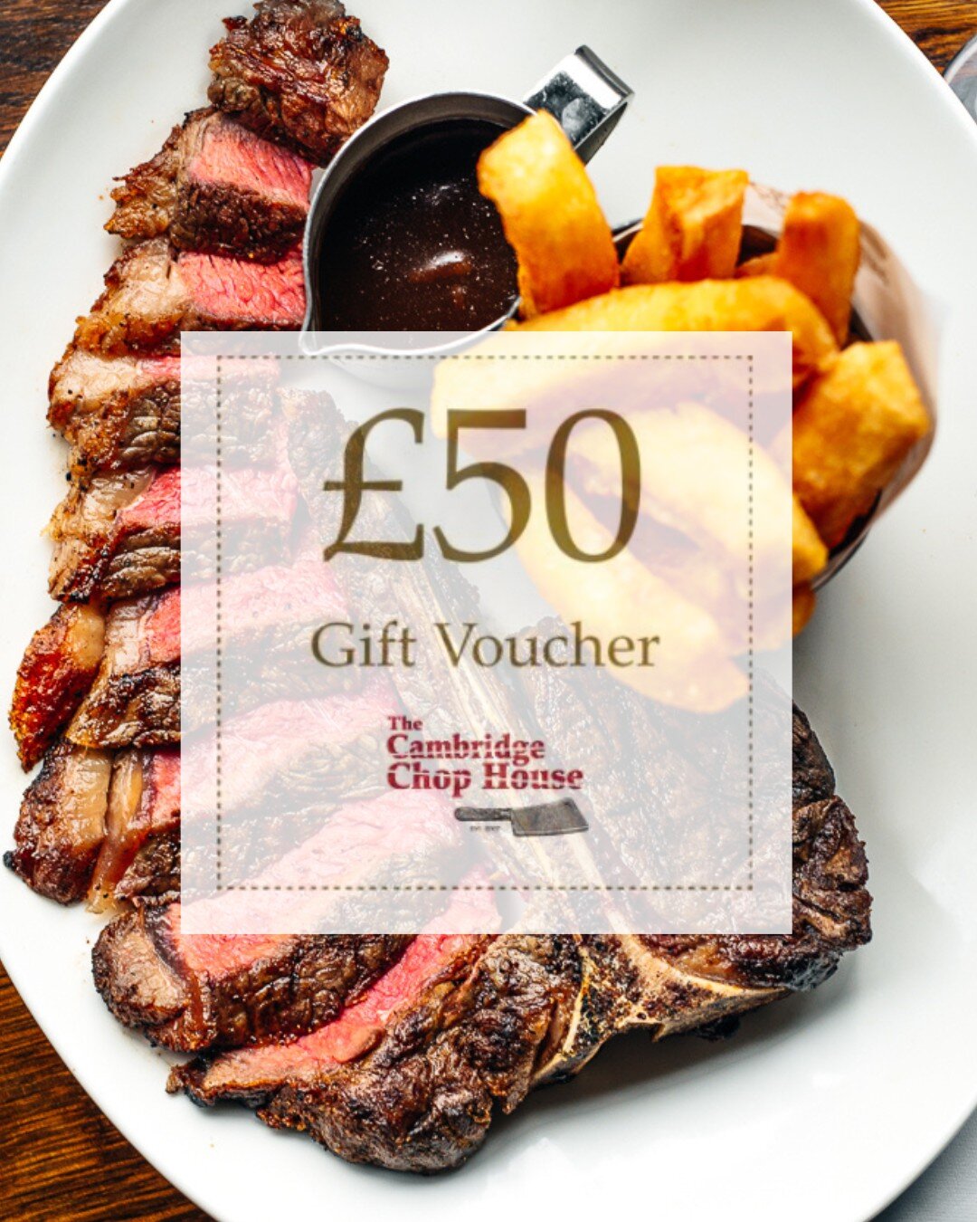 NEW for Christmas 2023! 🎁 You can now buy The Cambridge Chop House gift vouchers.

We've had a Cambscuisine gift voucher shop for a while now but we thought, why not mix it up a bit and let people gift their friends and loved ones vouchers from thei