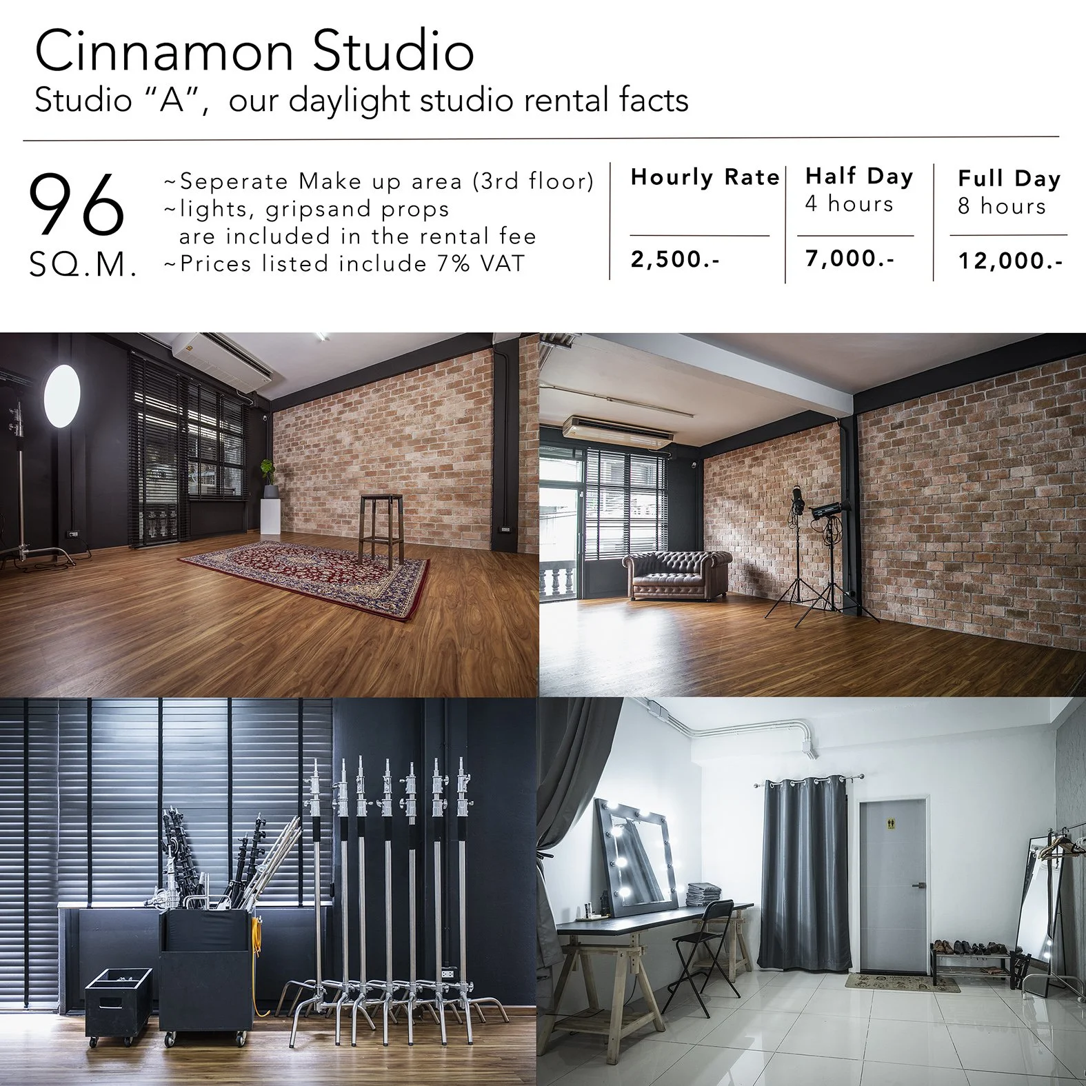 Studio A rental facts at a glance