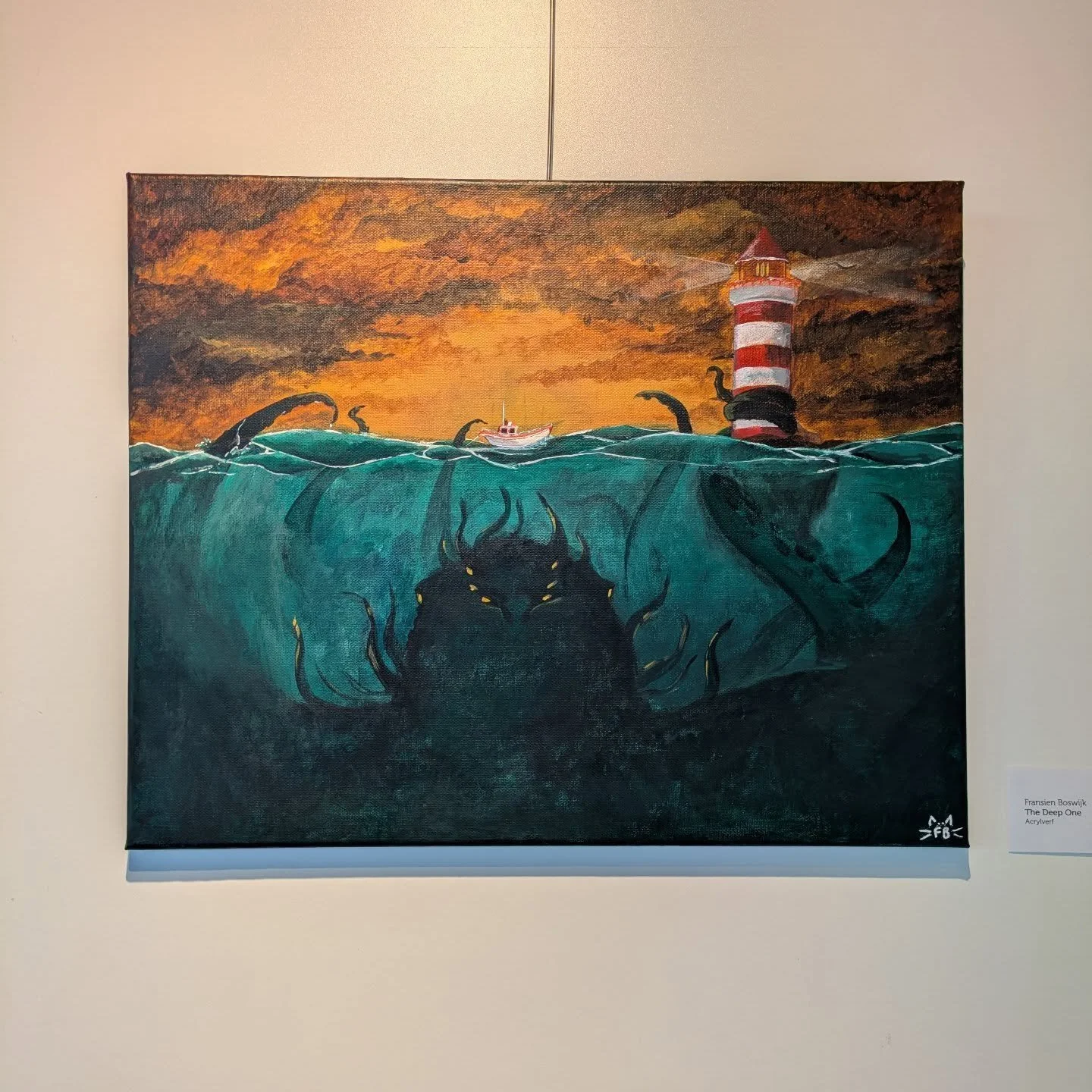 The photo does not do the painting any favors, I'm sorry. My phone does not make the best pictures 😅

Anywaaaayss. I entered a local art competition. The theme was "under the surface". It is my second time entering this competition, but th
