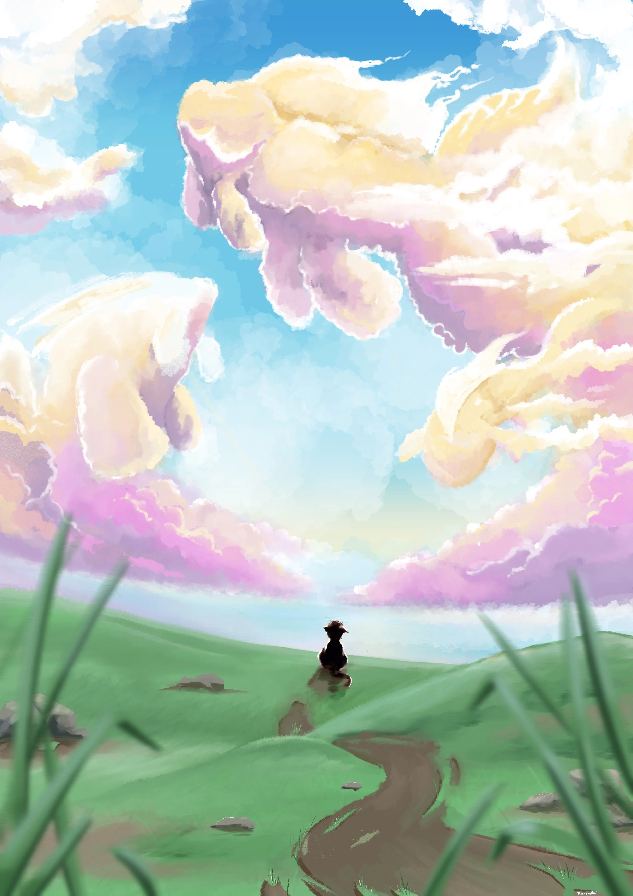 Cat watching koi shaped clouds - 2025